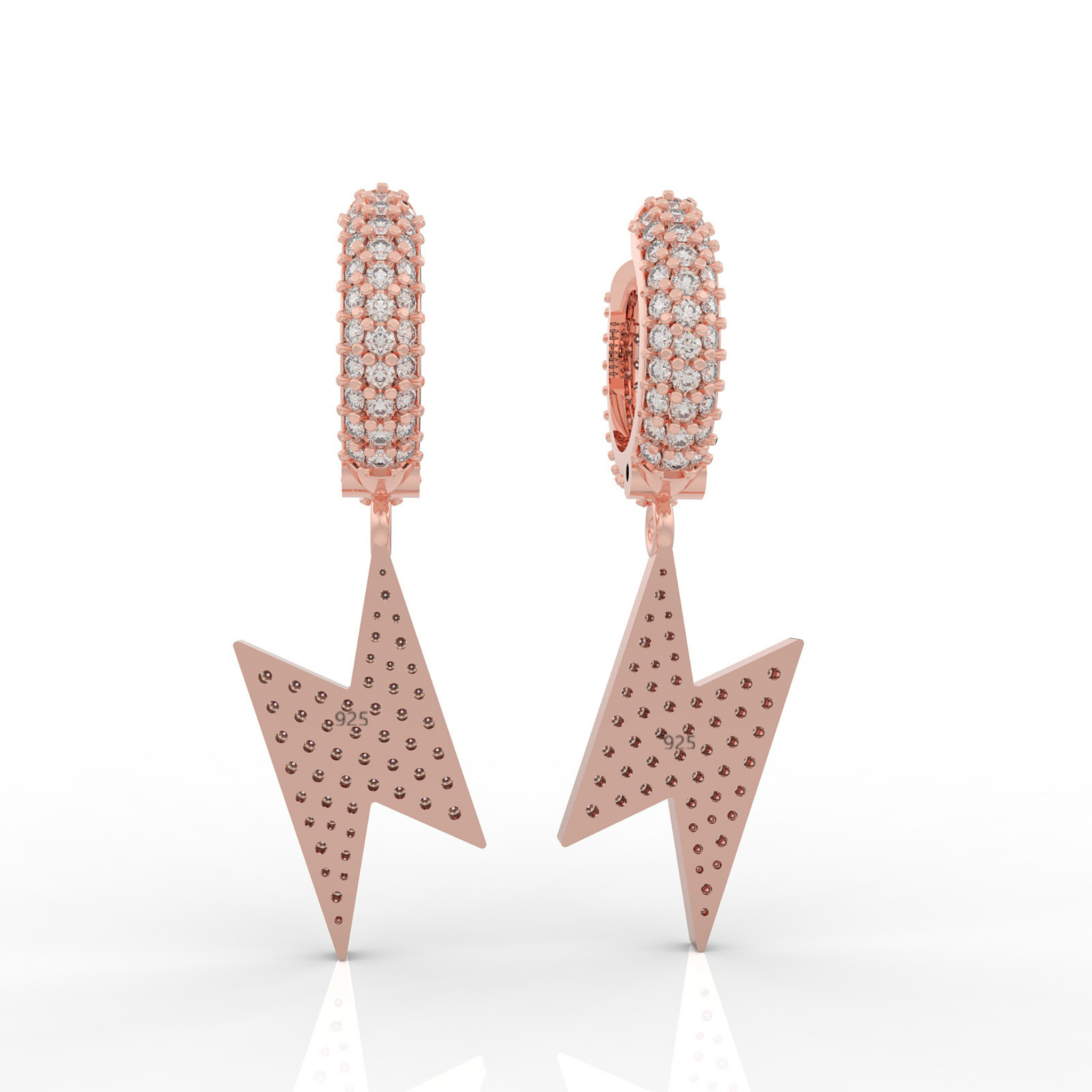 Lightning Bold Dangling Earrings For Women, Hallmarked 925 Sterling Silver