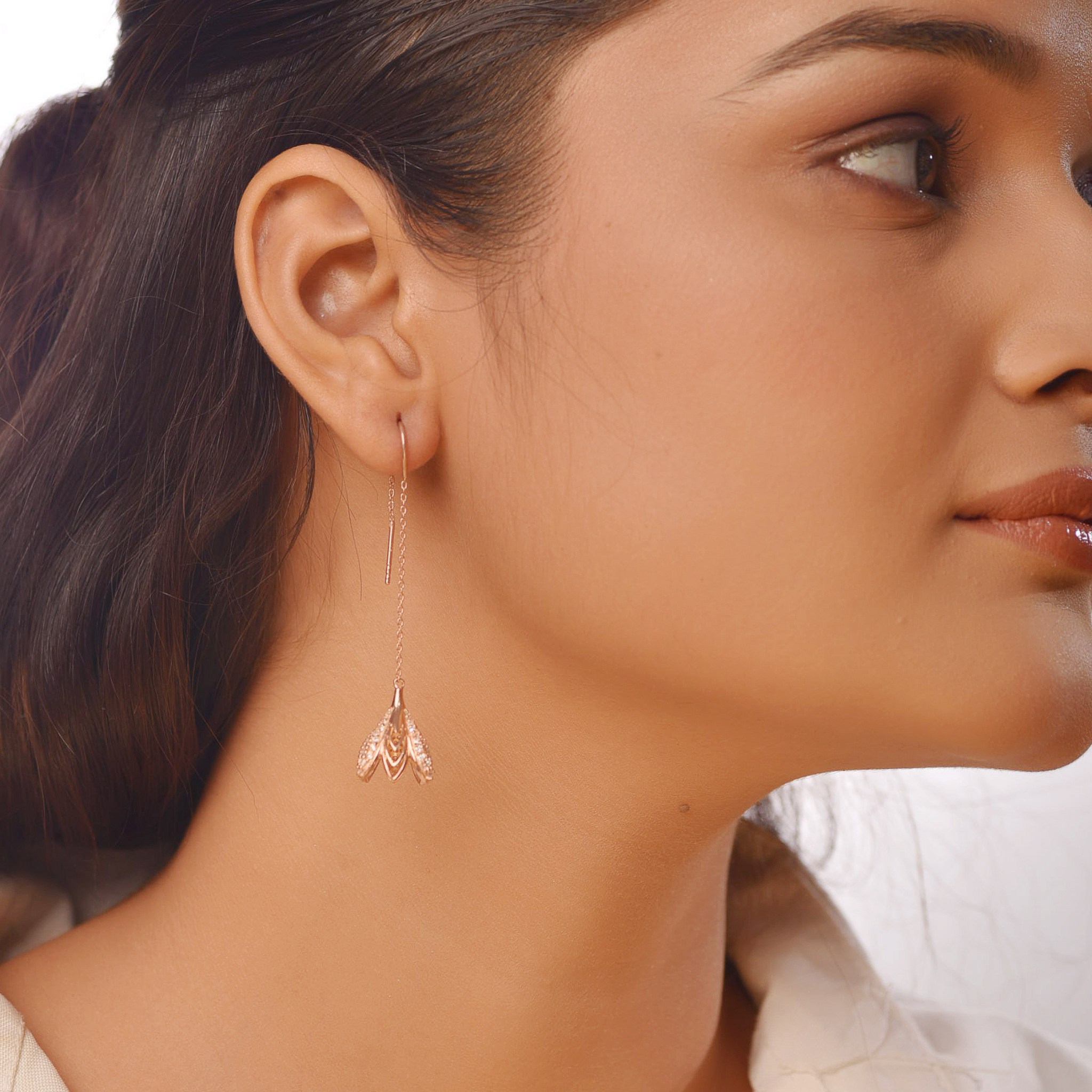 Linear Chain Butterfly Charm Party Wear Earrings, Hallmarked 925 Sterling Silver