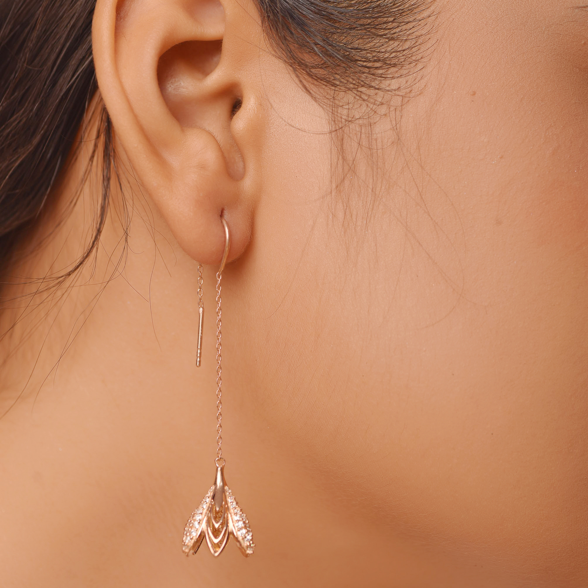 Linear Chain Butterfly Charm Party Wear Earrings, Hallmarked 925 Sterling Silver