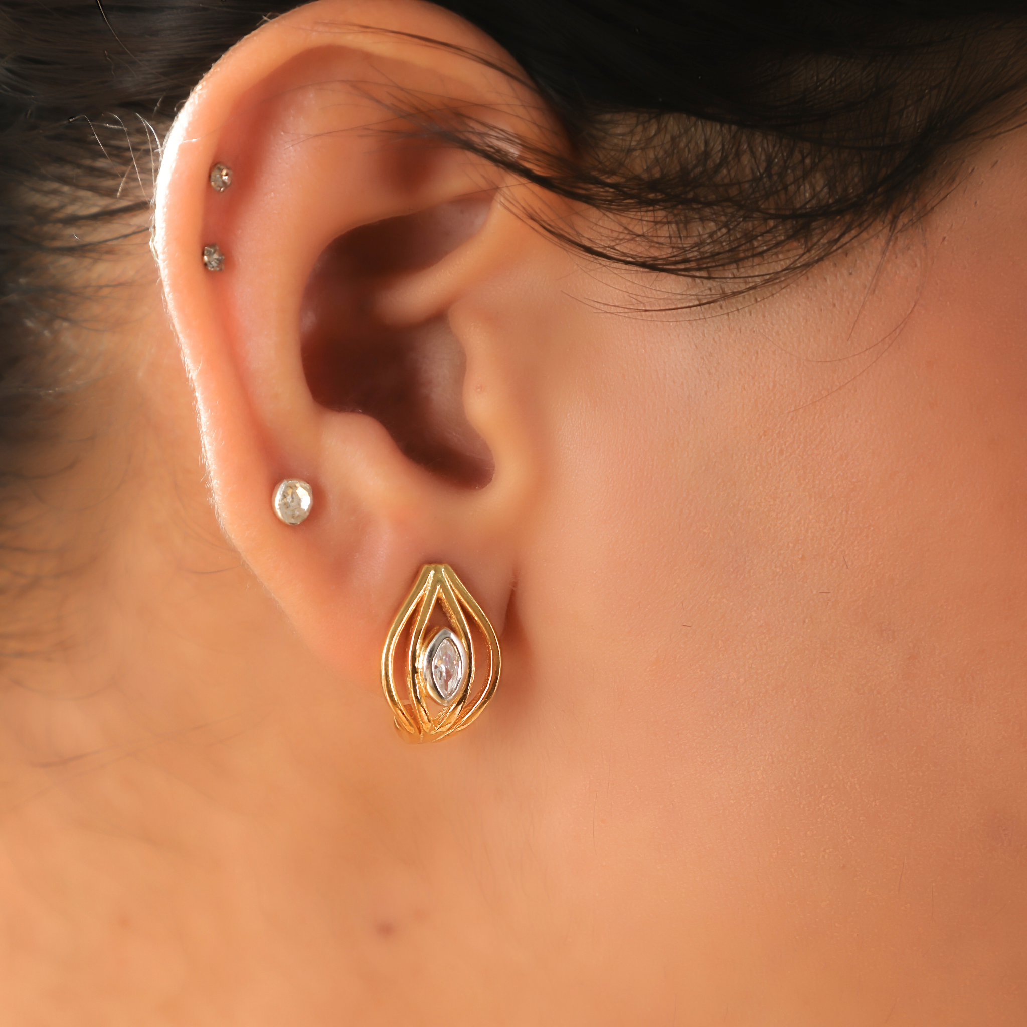 Marquise Coconut Shell Stud Earrings, Hallmarked 925 Sterling Silver