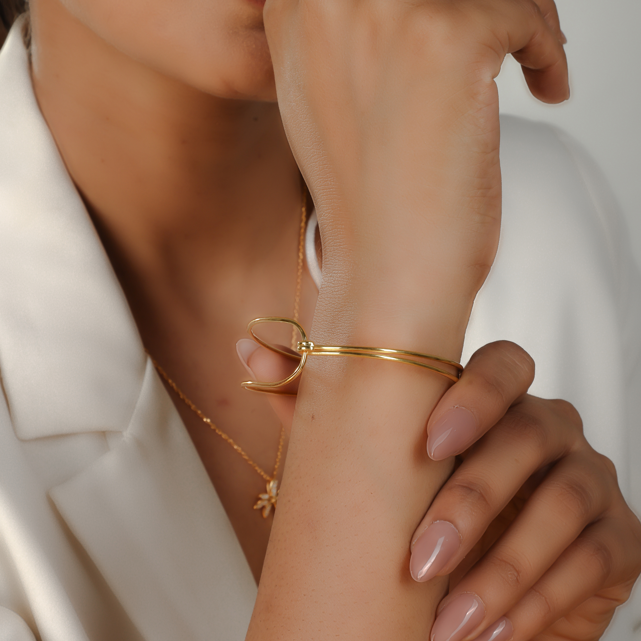 Metal Cuff Bangle Bracelet For Her, Hallmarked 925 Sterling Silver