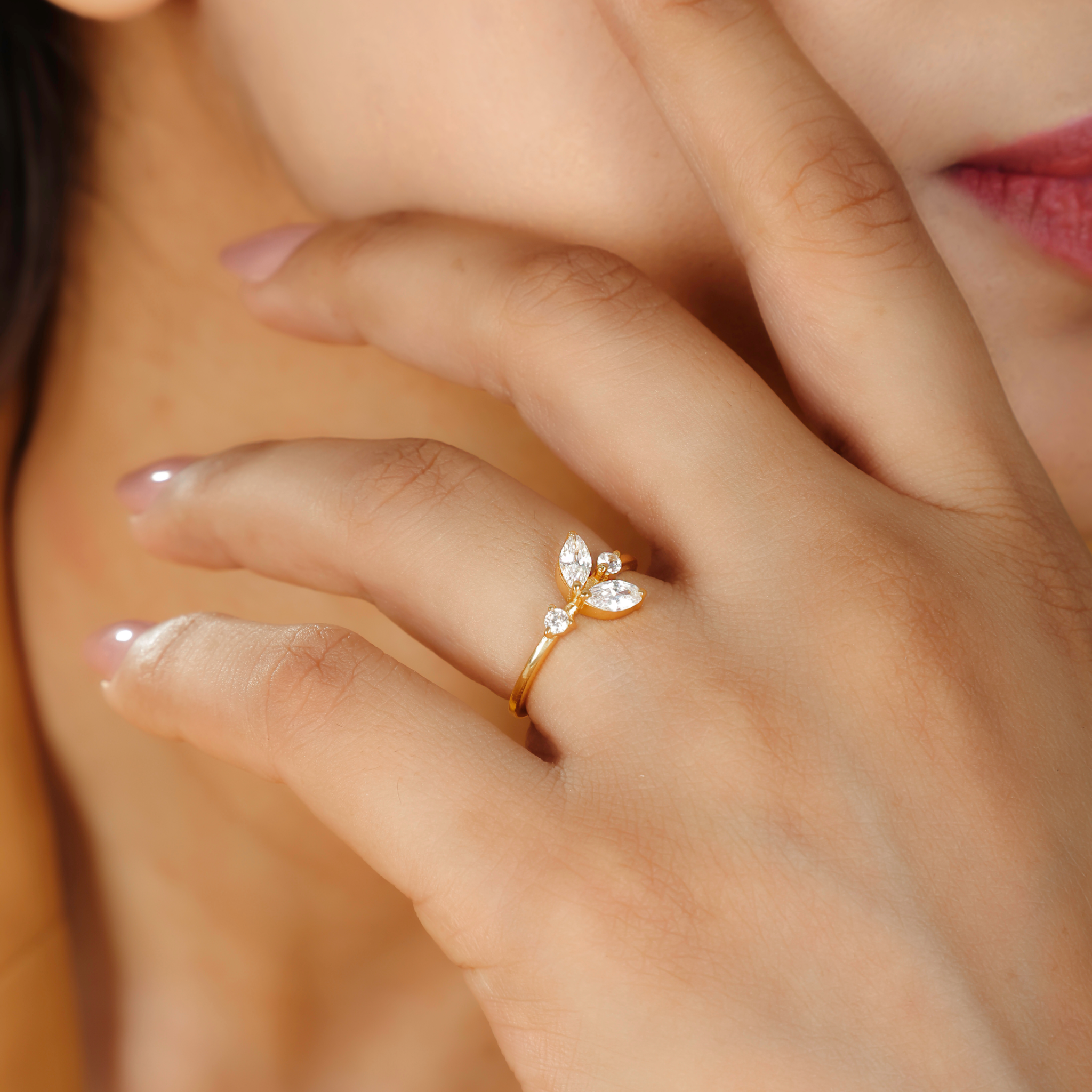 Minimalist CZ Pear Cut Stone Shiny Ring – Hallmarked 925 Sterling Silver Yellow Gold Plated | Elegant & Timeless Jewelry