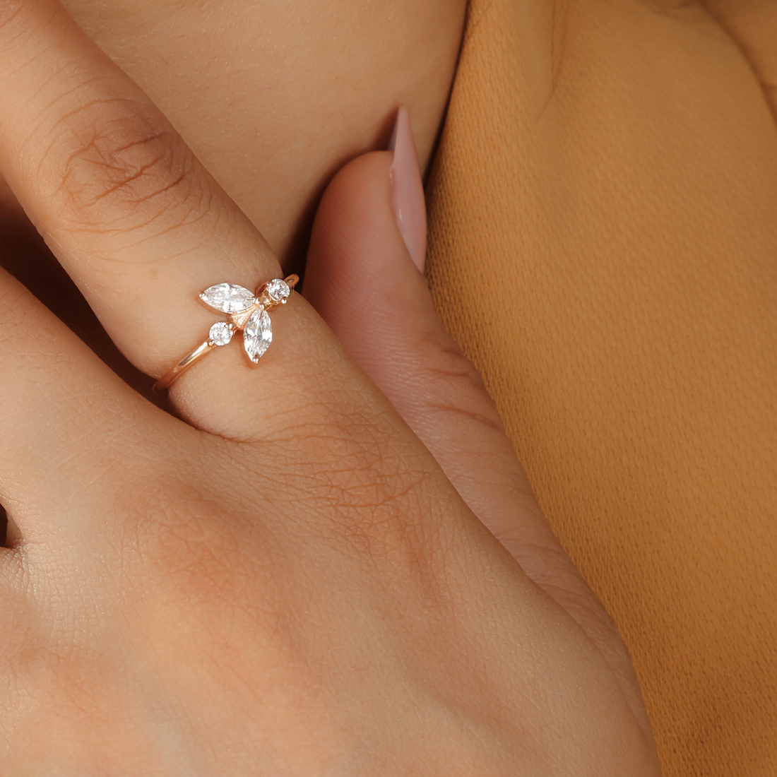 Minimalist CZ Stone Pear Cut Shiny Ring – Hallmarked 925 Sterling Silver Rose Gold Plated | Elegant & Sleek Jewelry