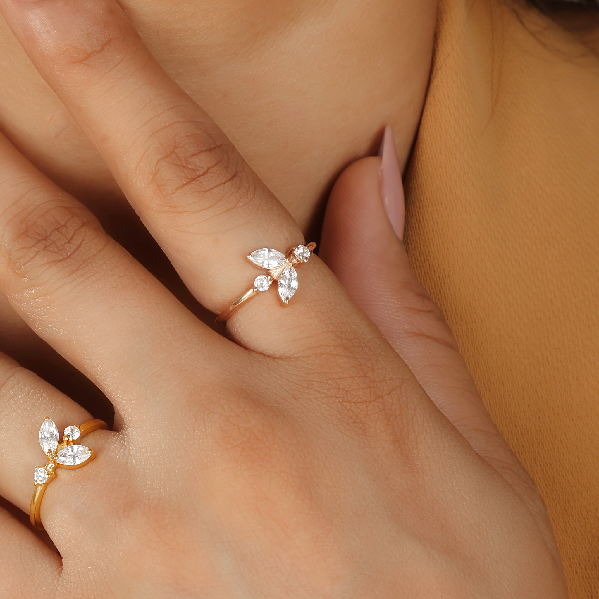 Minimalist CZ Stone Pear Cut Shiny Ring – Hallmarked 925 Sterling Silver Rose Gold Plated | Elegant & Sleek Jewelry