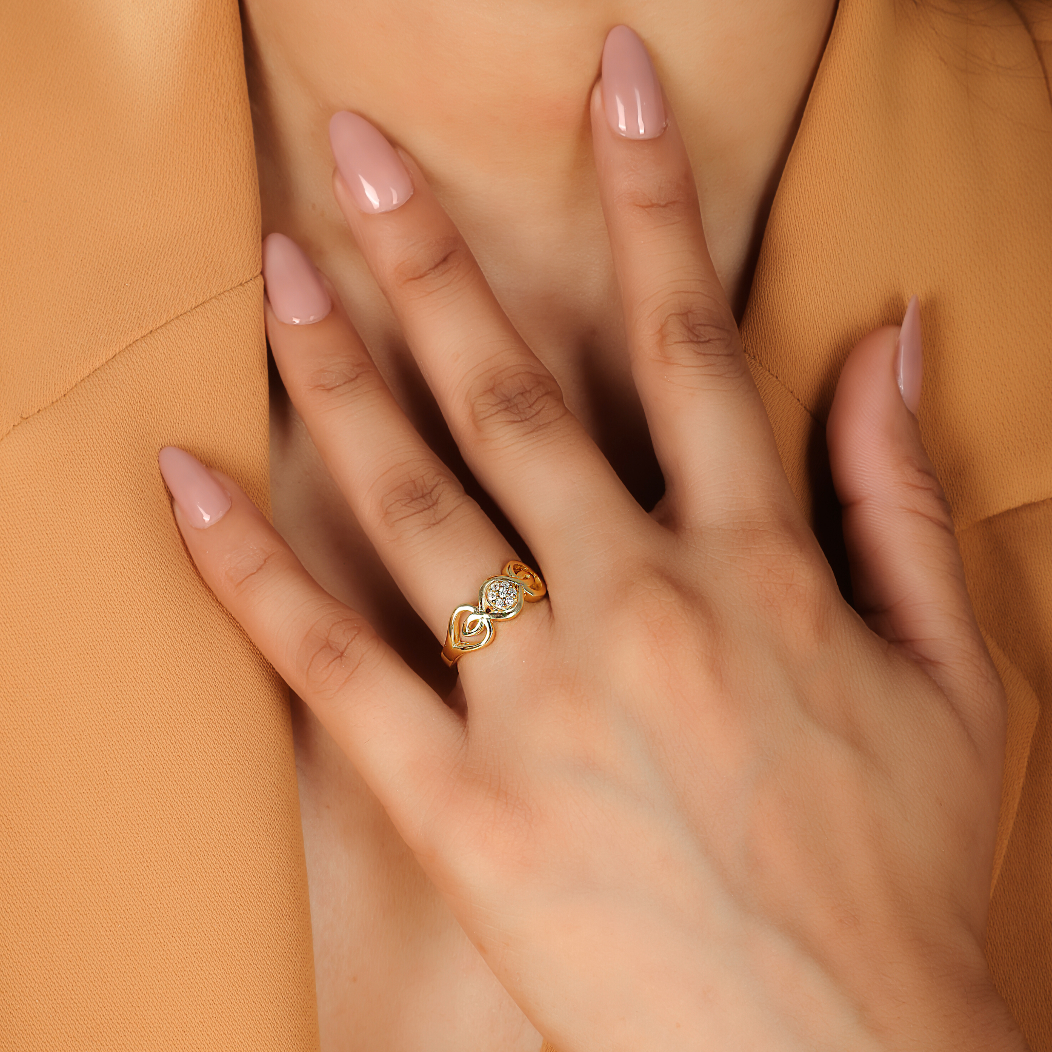 Modern Engagement Ring for Her – Hallmarked 925 Sterling Silver Yellow Gold Plated | Elegant & Timeless Jewelry