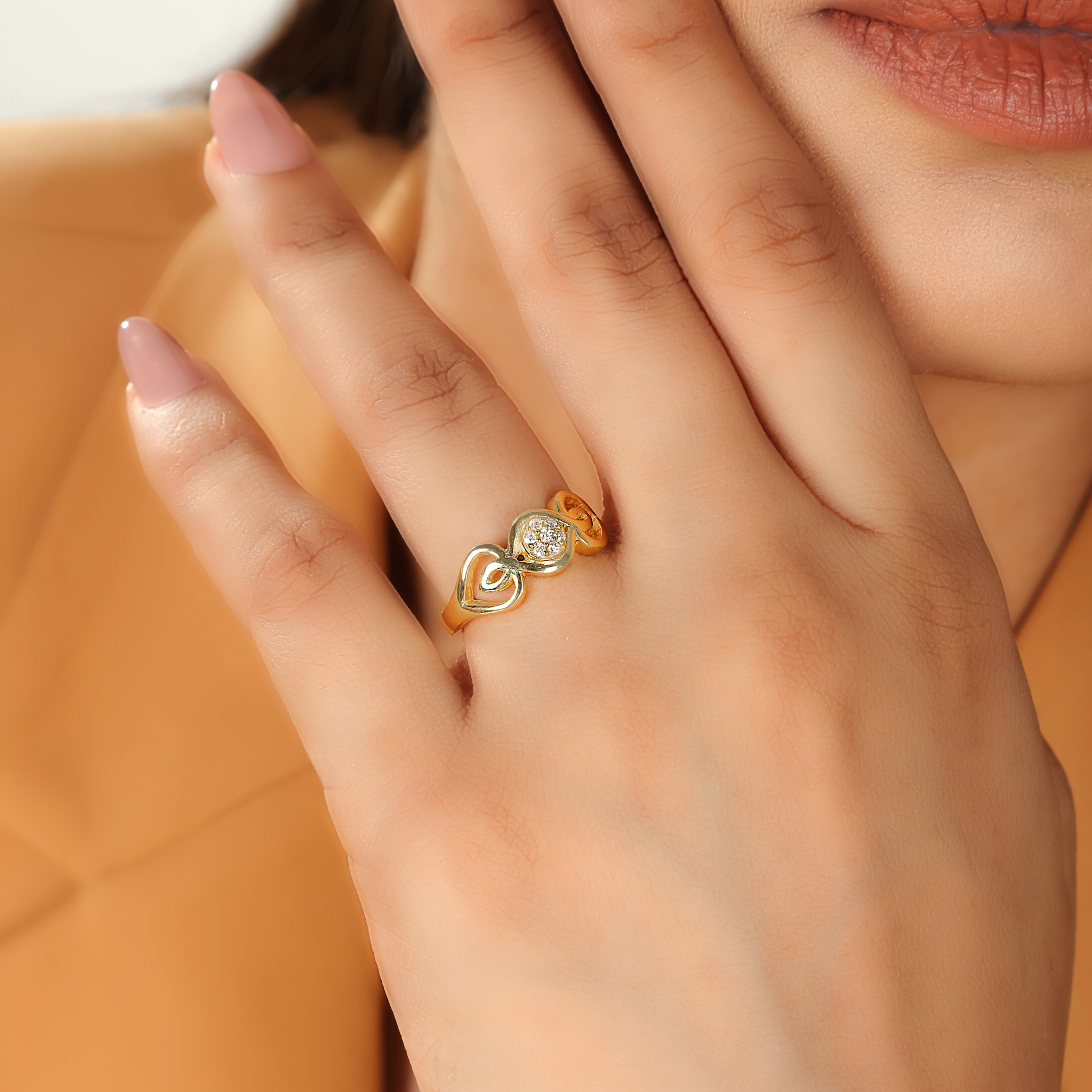 Modern Engagement Ring for Her – Hallmarked 925 Sterling Silver Yellow Gold Plated | Elegant & Timeless Jewelry