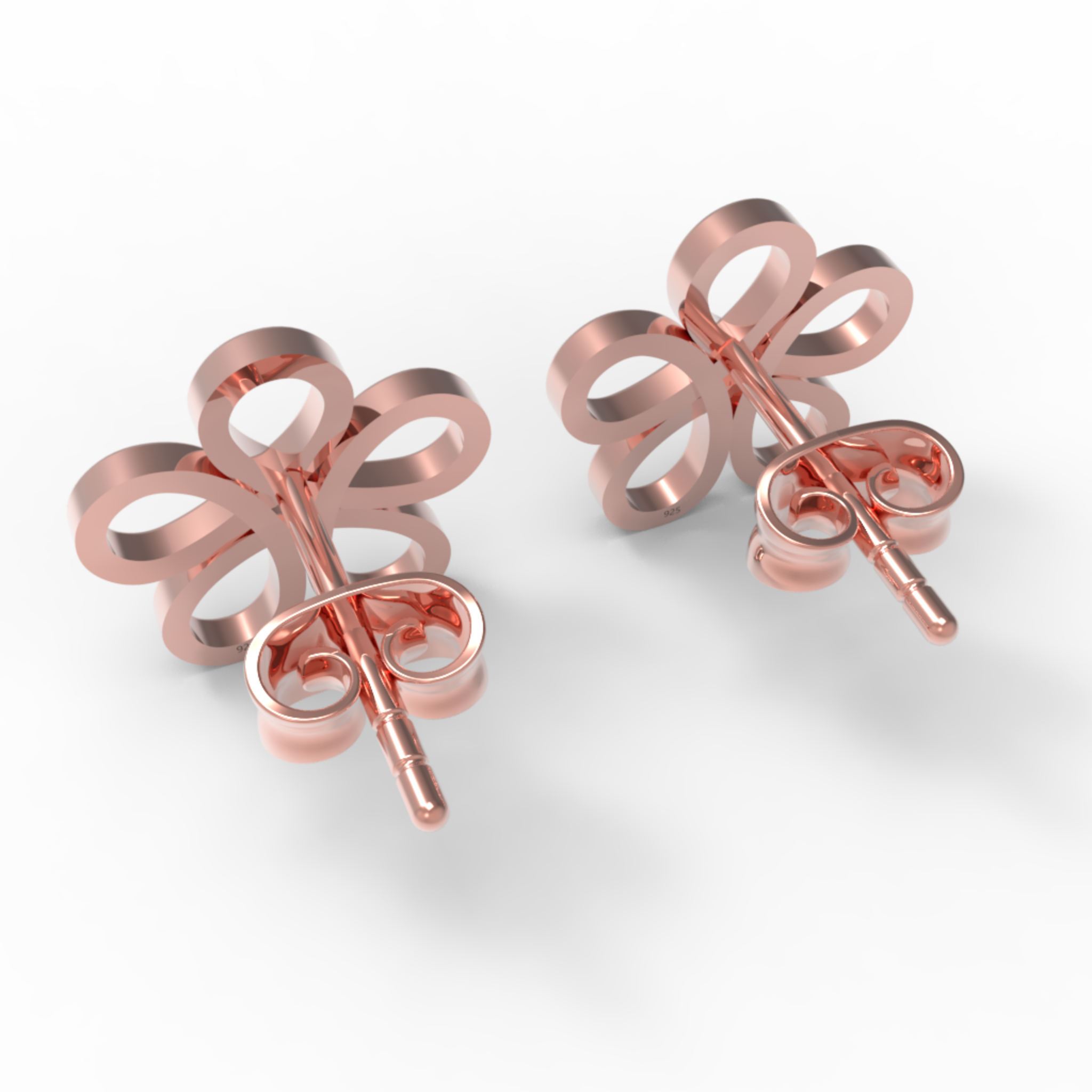 Modern Open Flower Stud Earrings For Her, Hallmarked 925 Sterling Silver