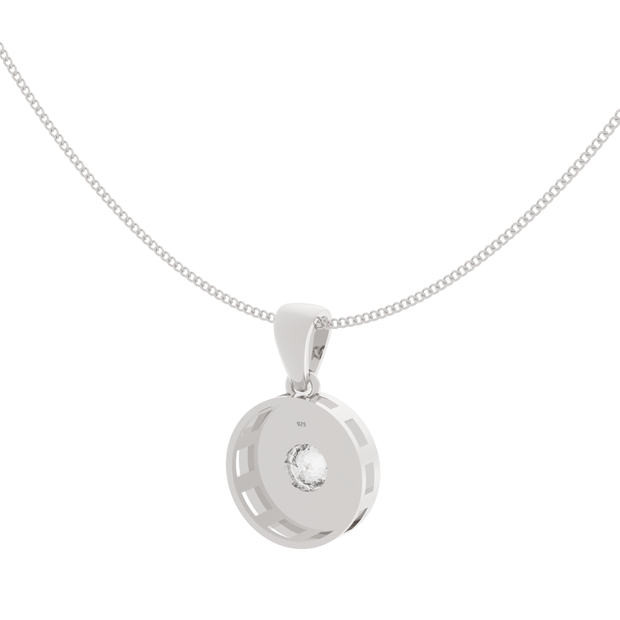 Neon Enameled Circle Pendant With Chain, Hallmarked 925 Sterling Silver