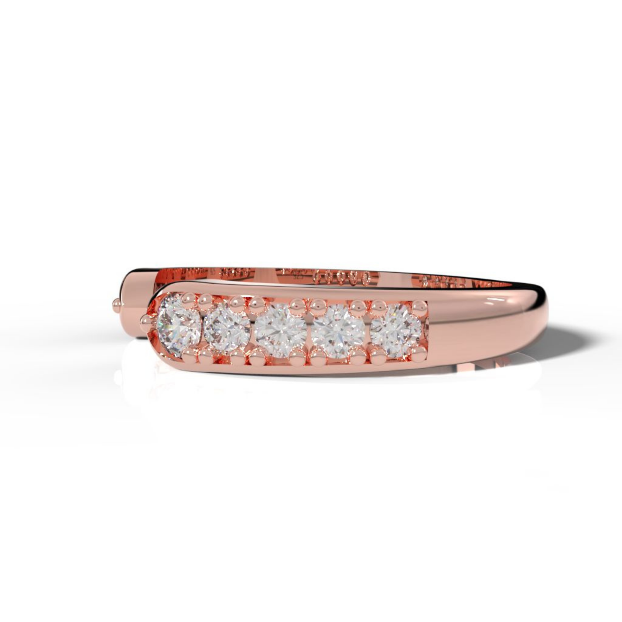 Open Cuff Engagement Band Ring Rose Gold Plated, Hallmarked 925 Sterling Silver Rose Gold