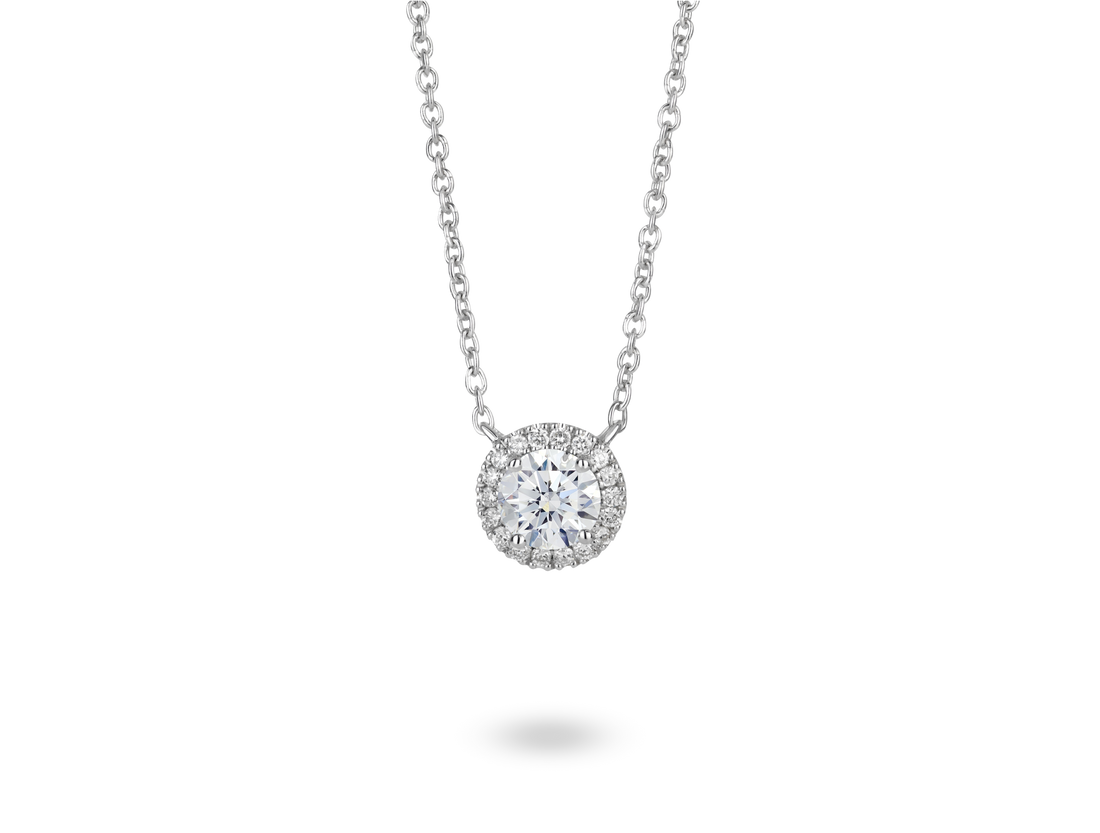 Lab-Grown Diamond 1ct. tw. Halo 14k Gold Pendant | White