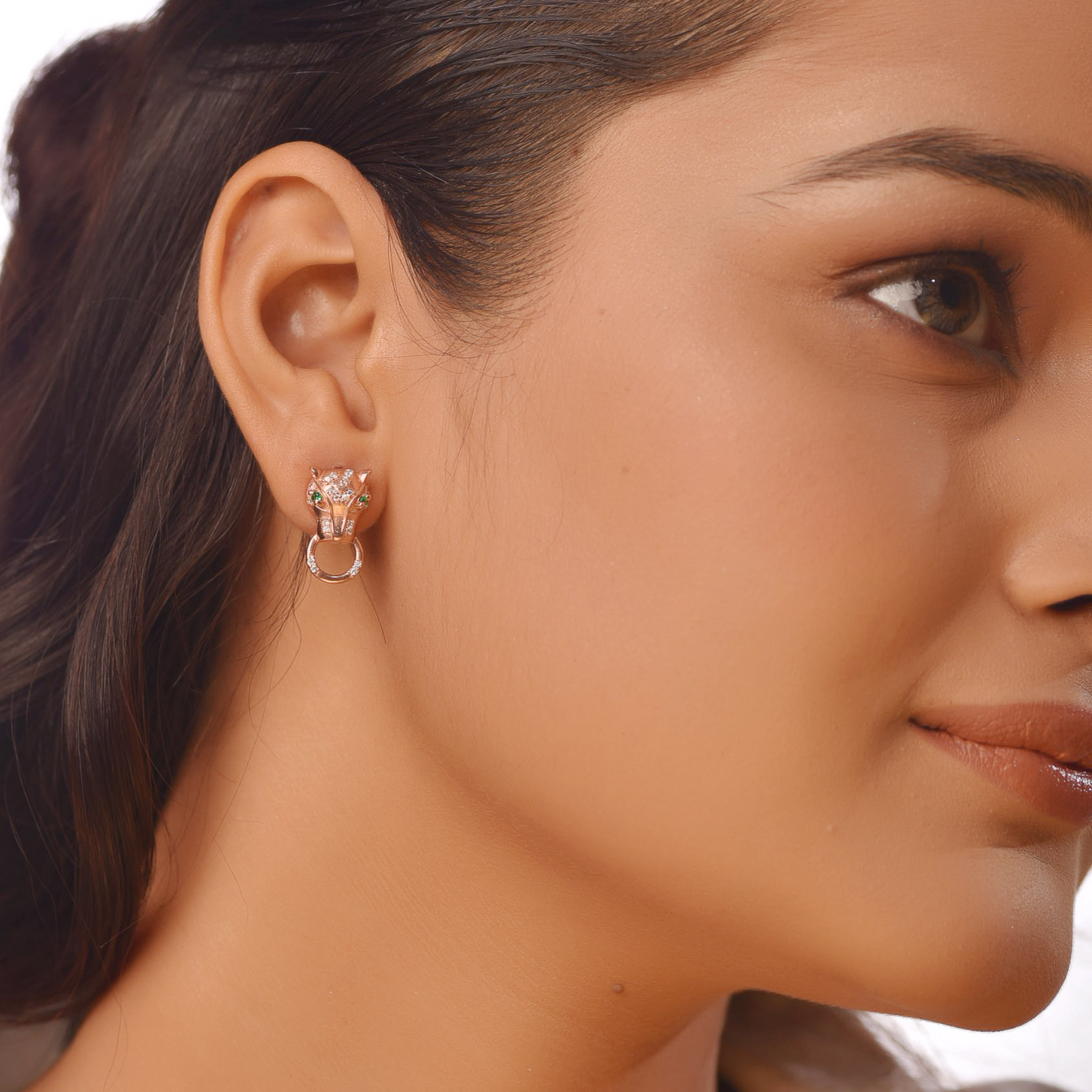 Panther Stud Earrings For Her, Hallmarked 925 Sterling Silver