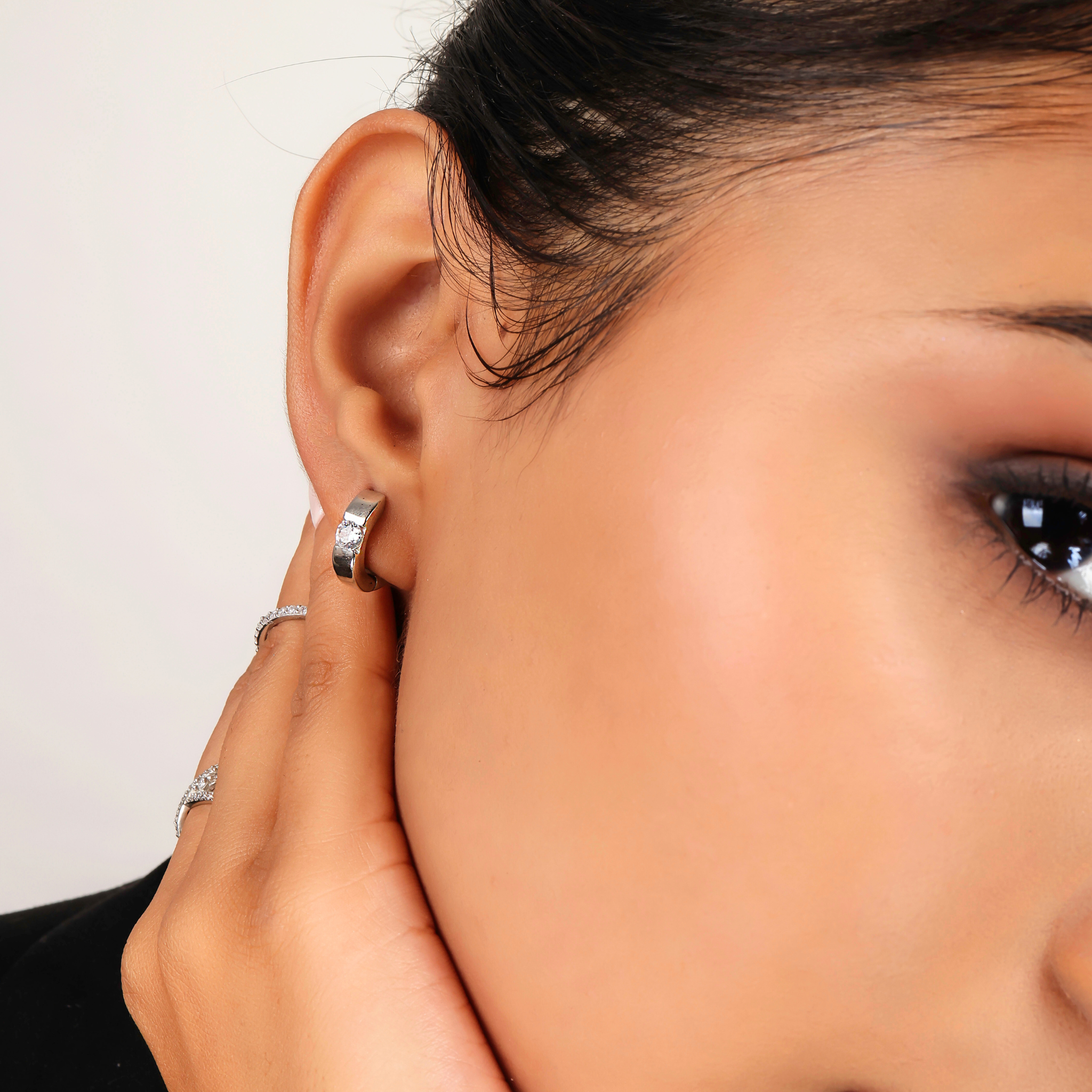 Party Wear Hoop Earring For Girls, Hallmarked 925 Sterling Silver