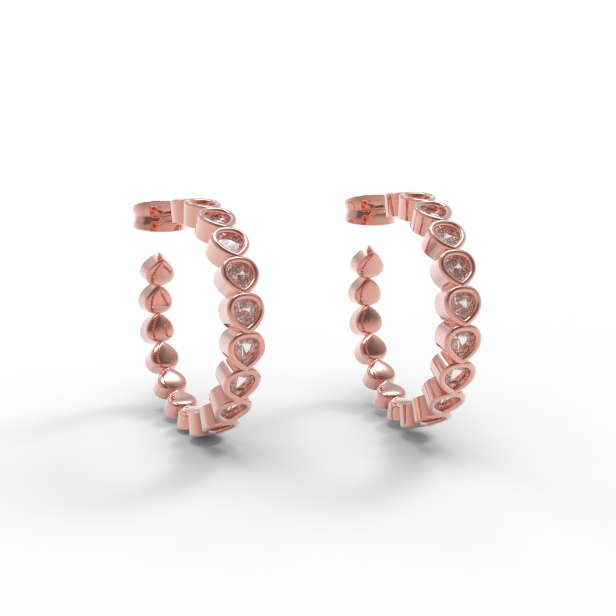 Pear Cut Huggie Hoop Earring, Hallmarked 925 Sterling Silver