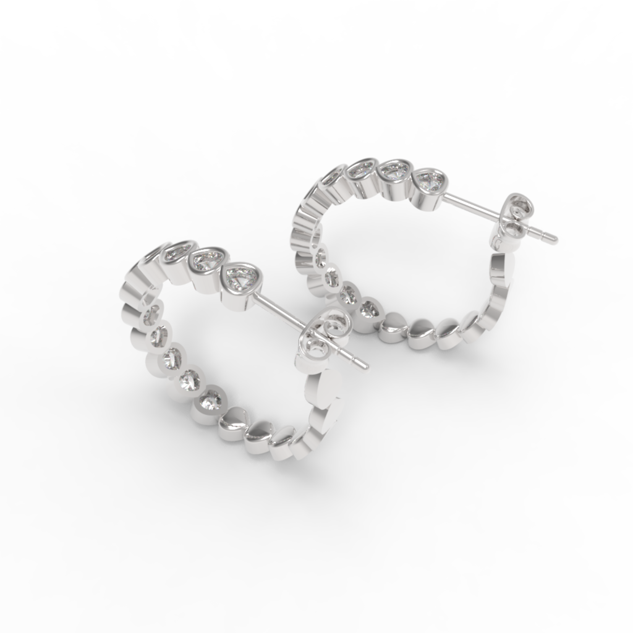 Pear Cut Huggie Hoop Earring, Hallmarked 925 Sterling Silver