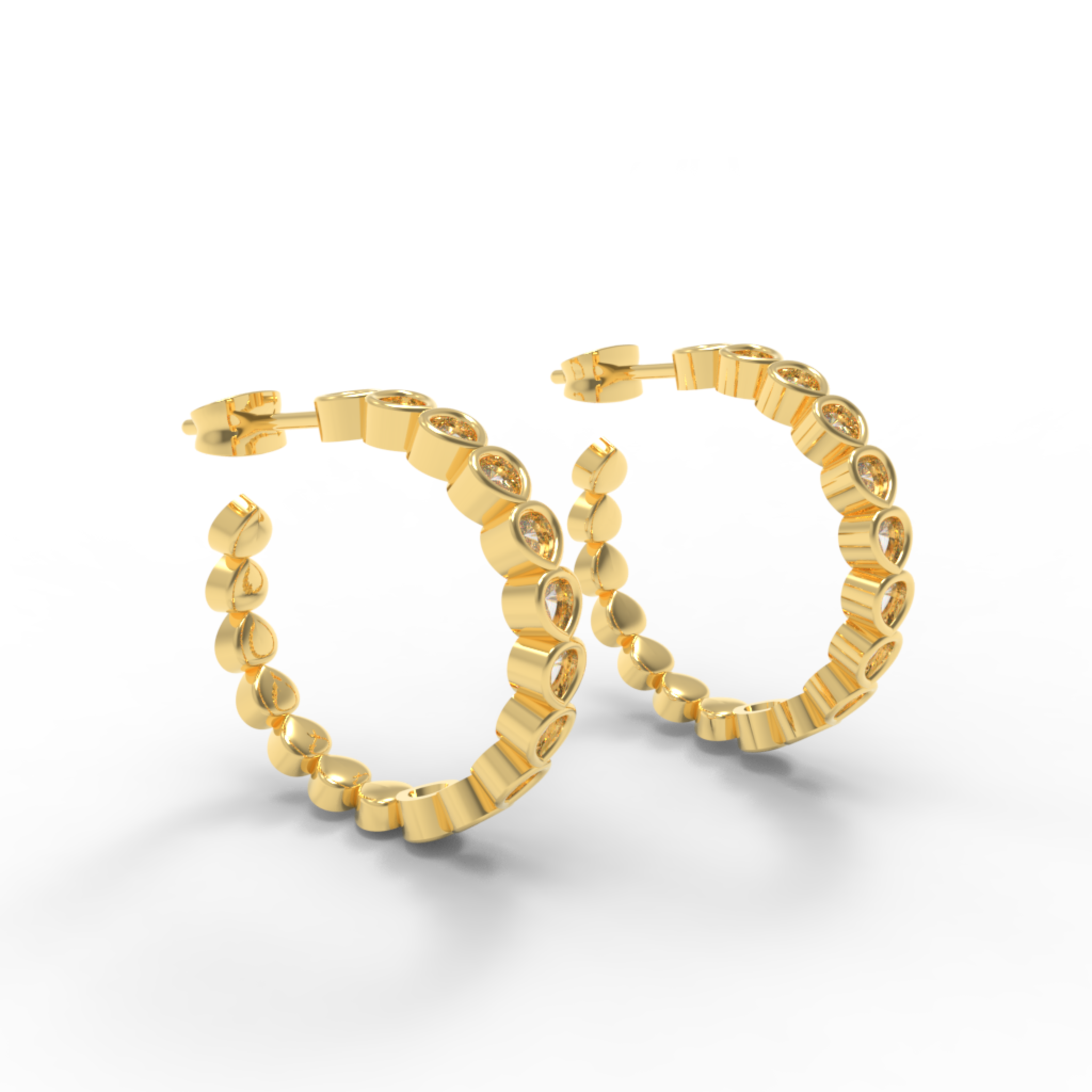 Pear Cut Huggie Hoop Earring, Hallmarked 925 Sterling Silver