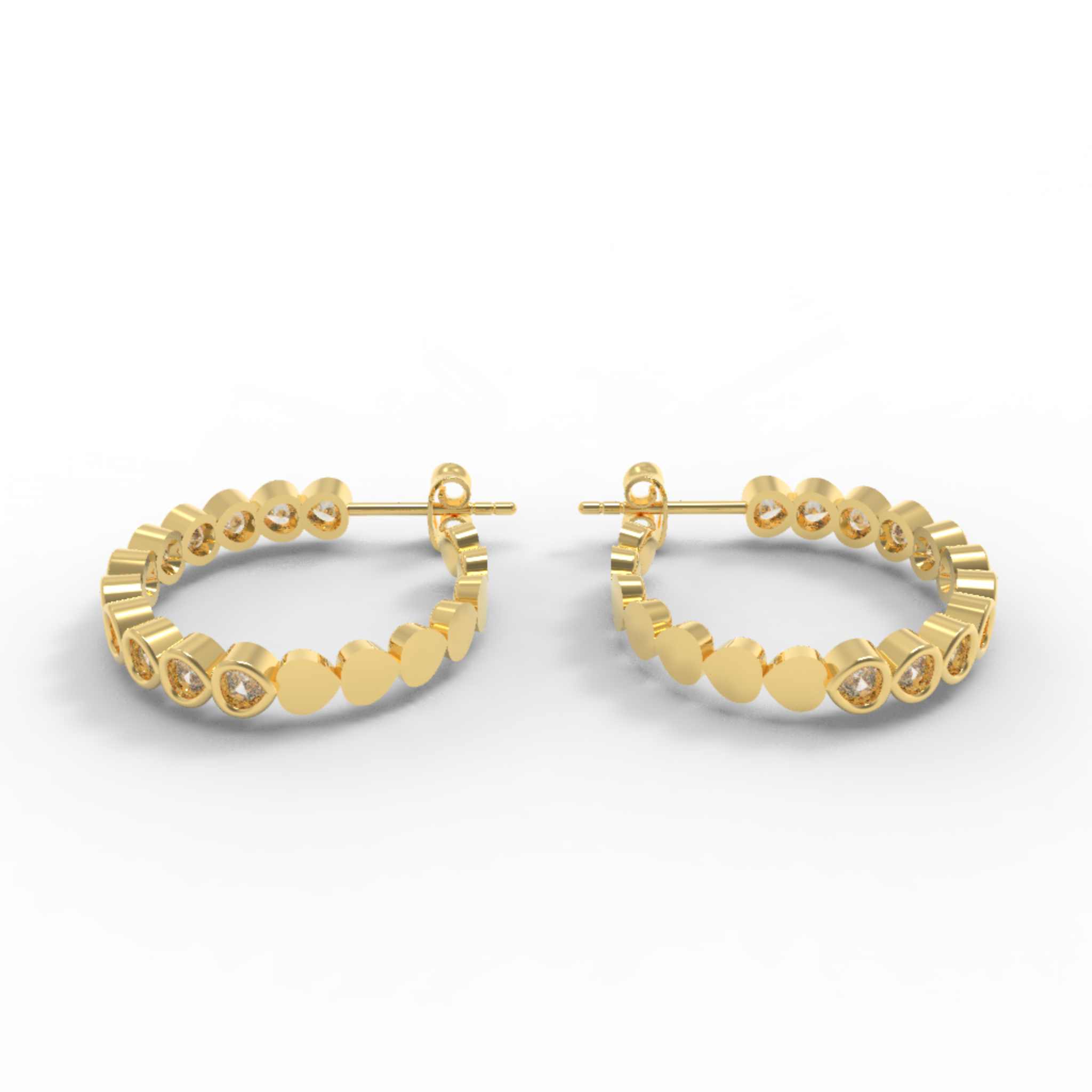 Pear Cut Huggie Hoop Earring, Hallmarked 925 Sterling Silver