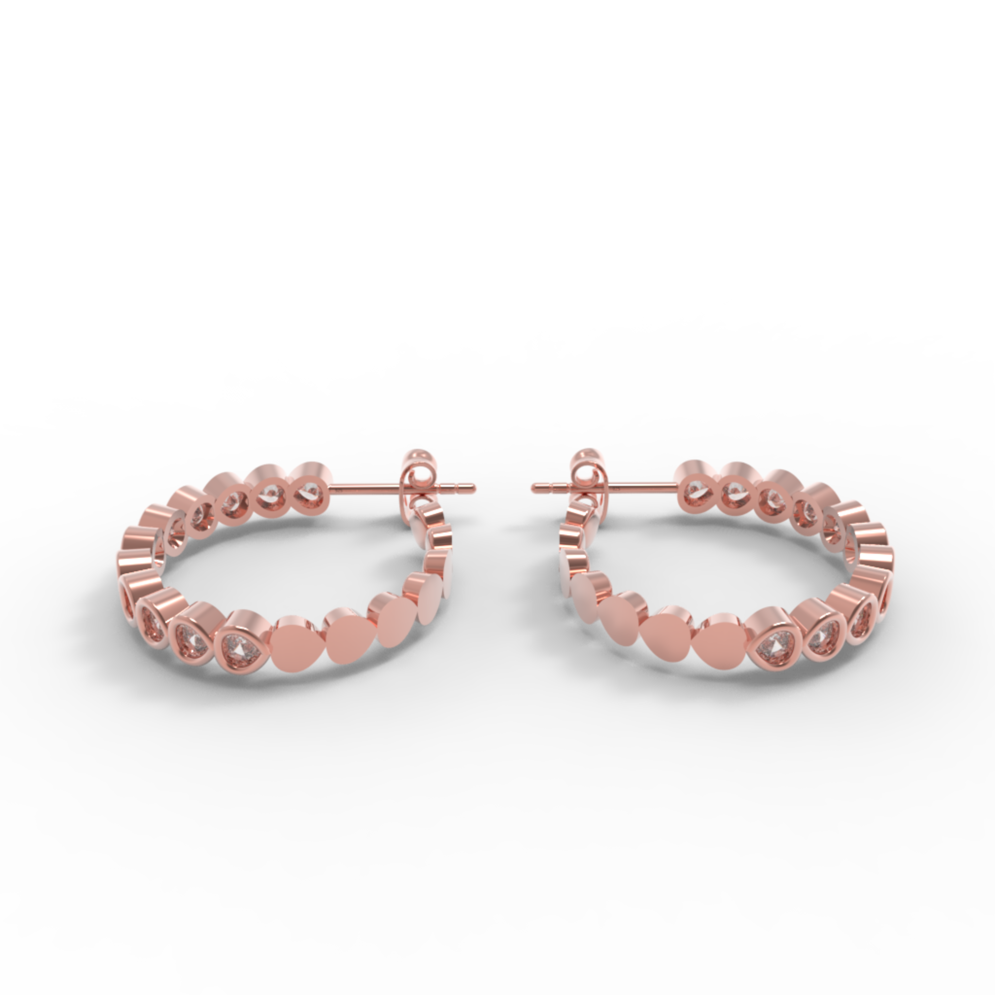 Pear Cut Huggie Hoop Earring, Hallmarked 925 Sterling Silver