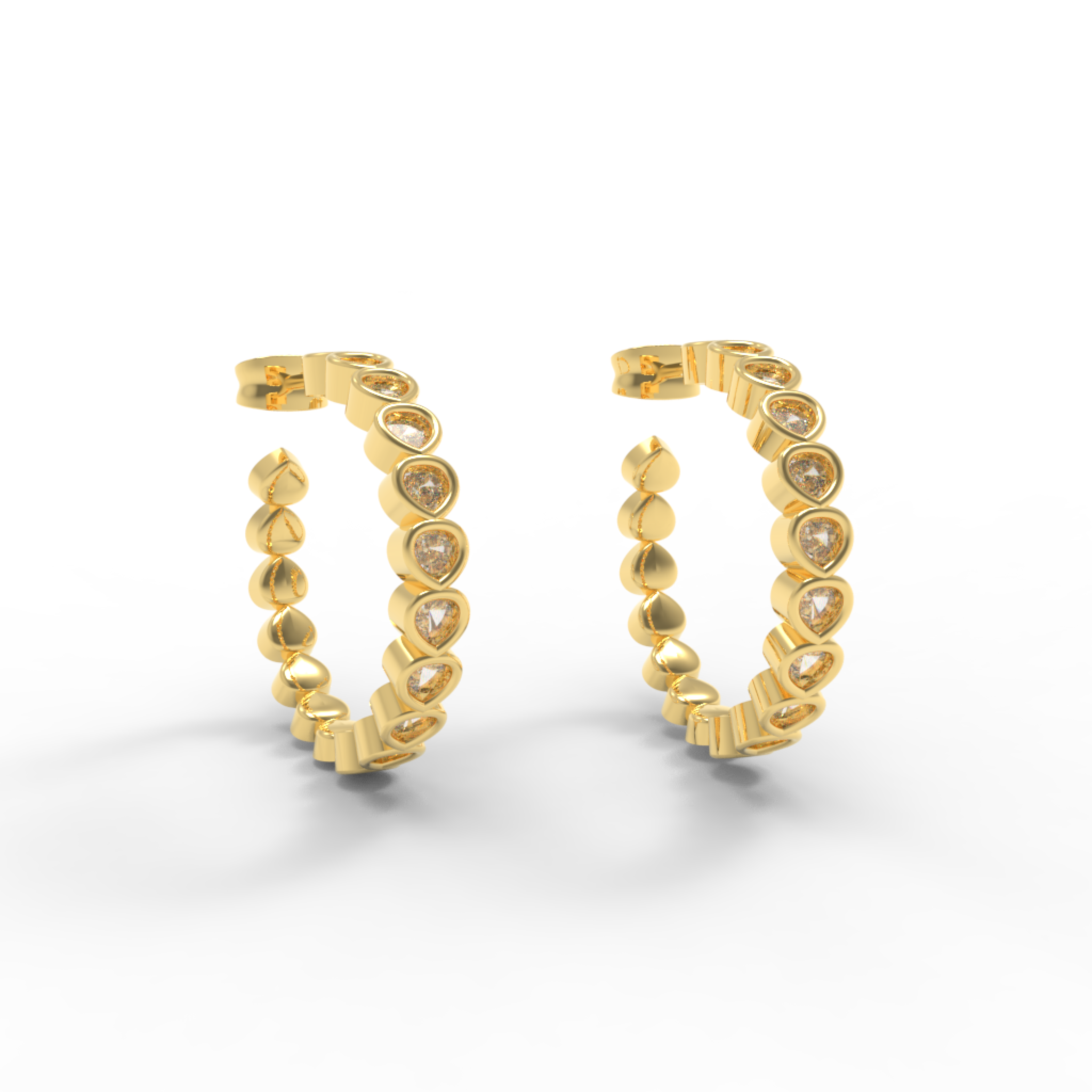 Pear Cut Huggie Hoop Earring, Hallmarked 925 Sterling Silver