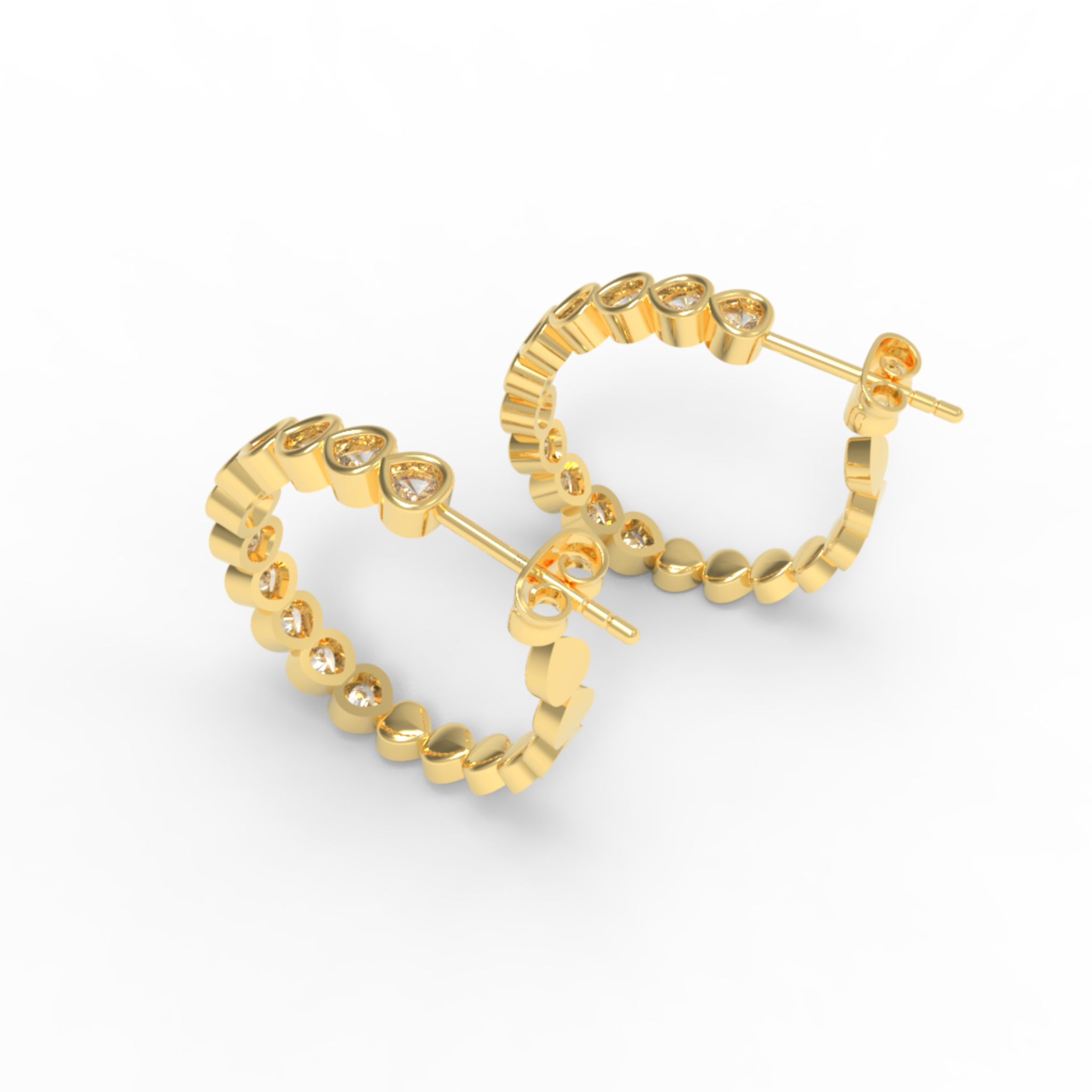 Pear Cut Huggie Hoop Earring, Hallmarked 925 Sterling Silver