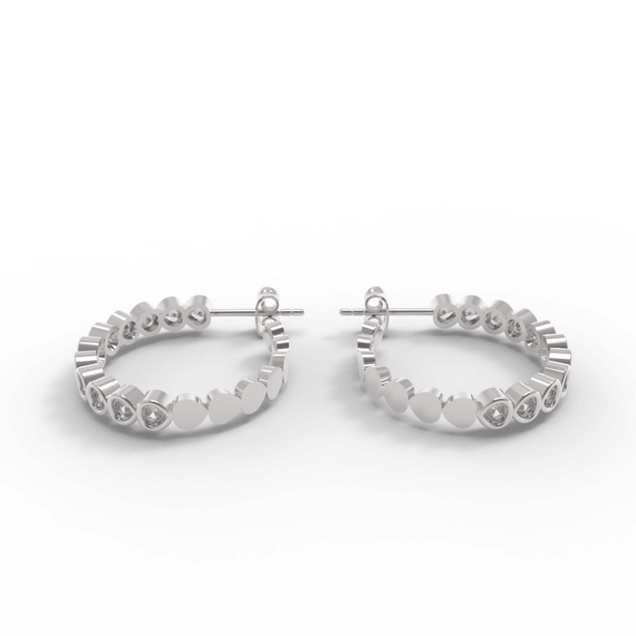 Pear Cut Huggie Hoop Earring, Hallmarked 925 Sterling Silver