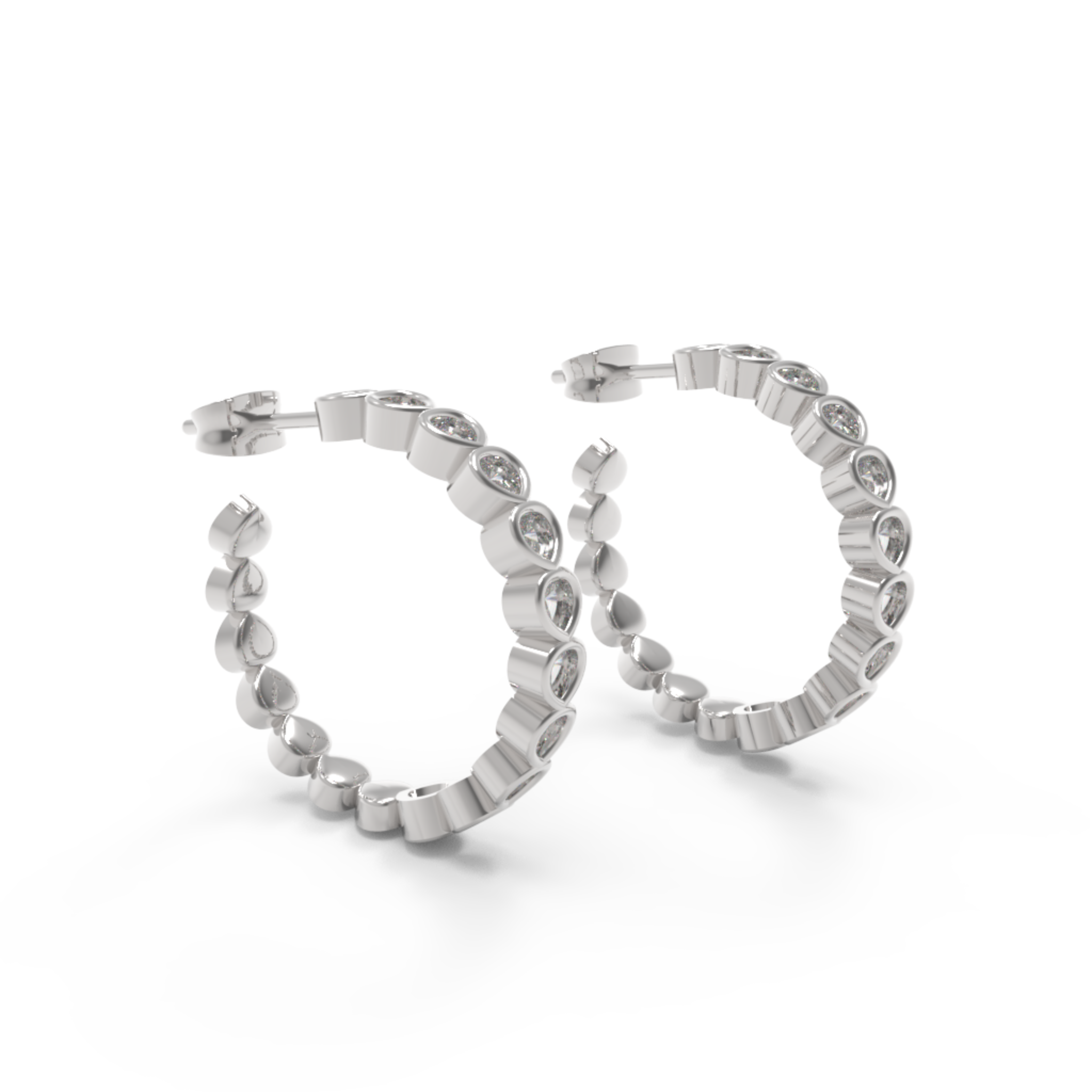 Pear Cut Huggie Hoop Earring, Hallmarked 925 Sterling Silver