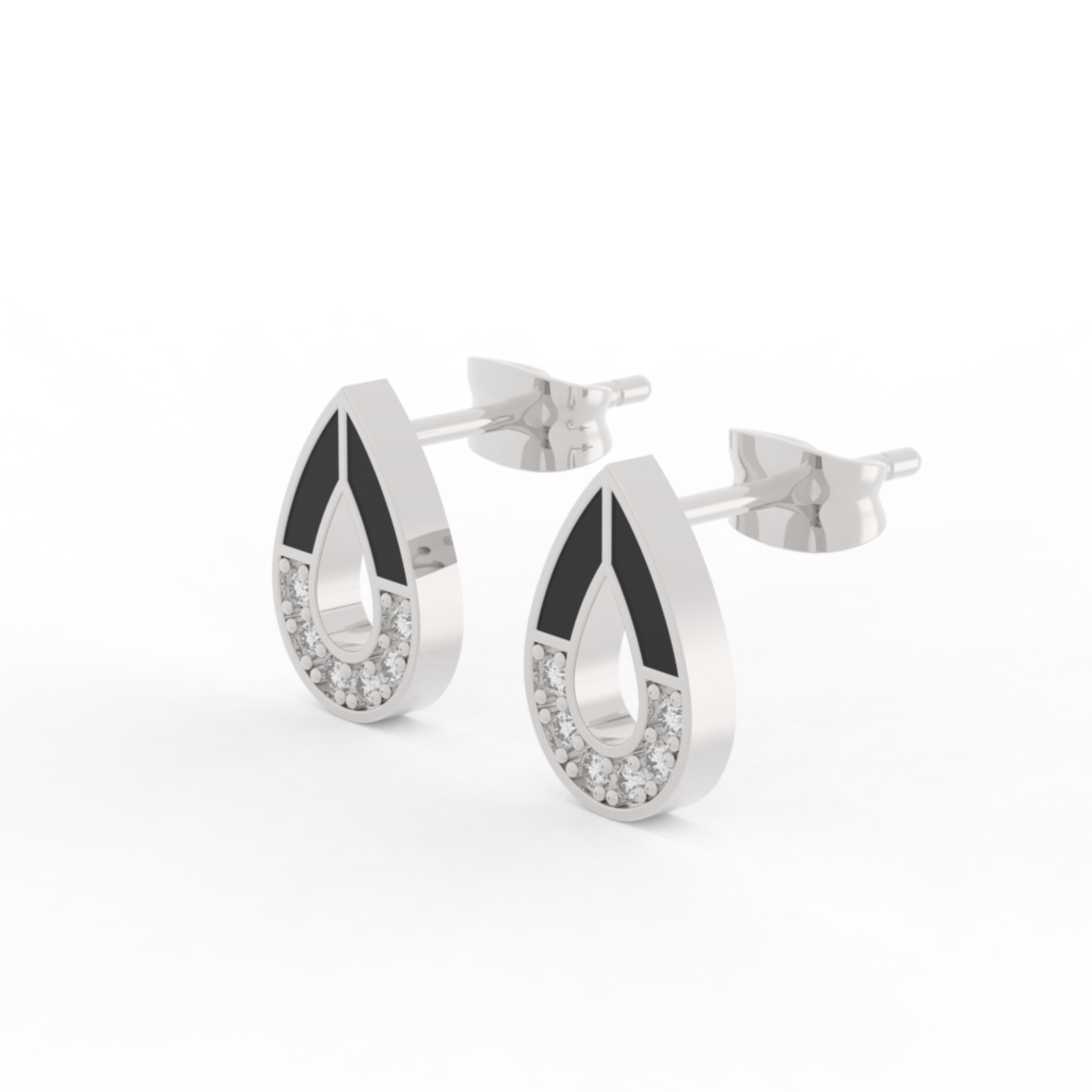 Pear Cut Modern Stud Earrings For Women , Hallmarked 925 Sterling Silver