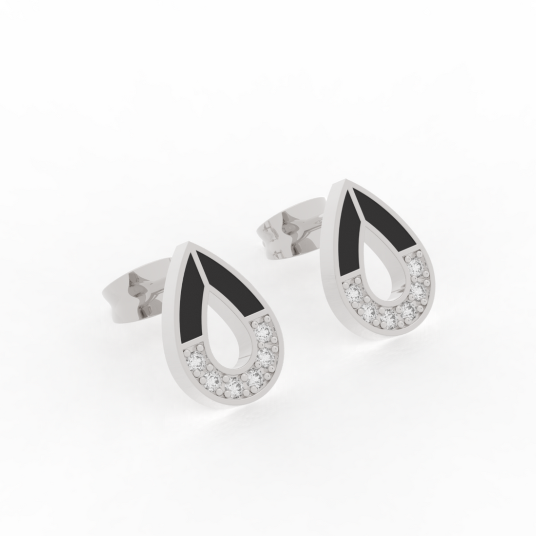 Pear Cut Modern Stud Earrings For Women , Hallmarked 925 Sterling Silver