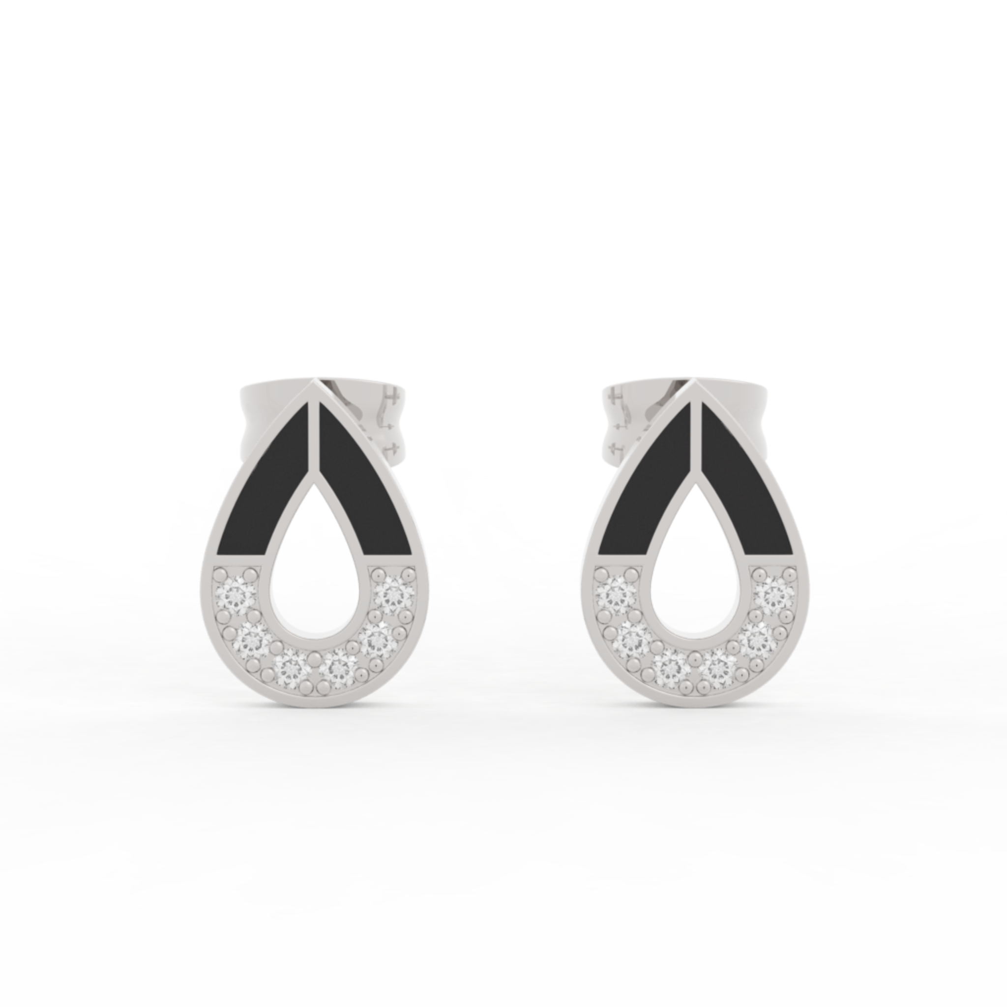 Pear Cut Modern Stud Earrings For Women , Hallmarked 925 Sterling Silver