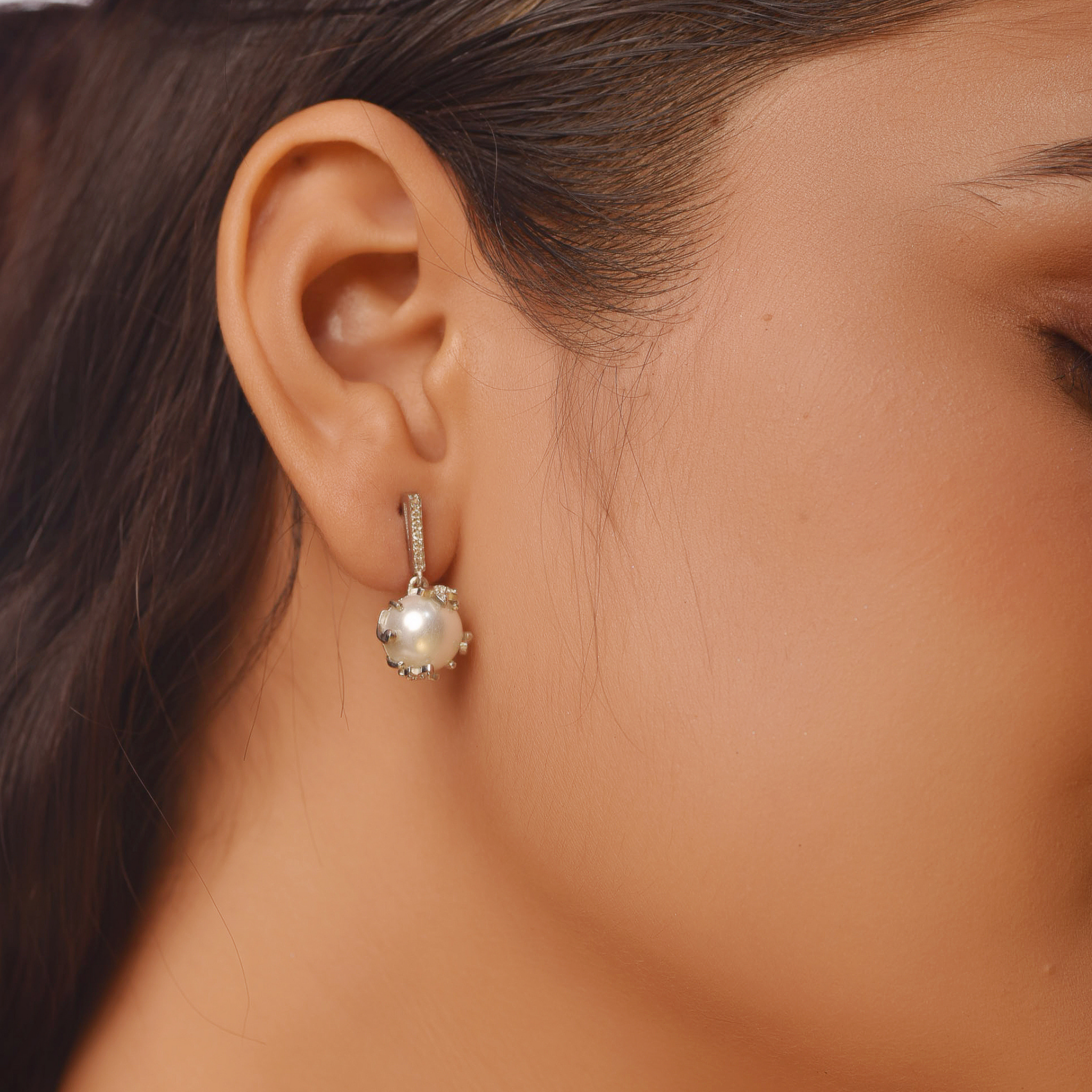 Pearl Dangle Party Wear Earrings, Hallmarked 925 Sterling Silver