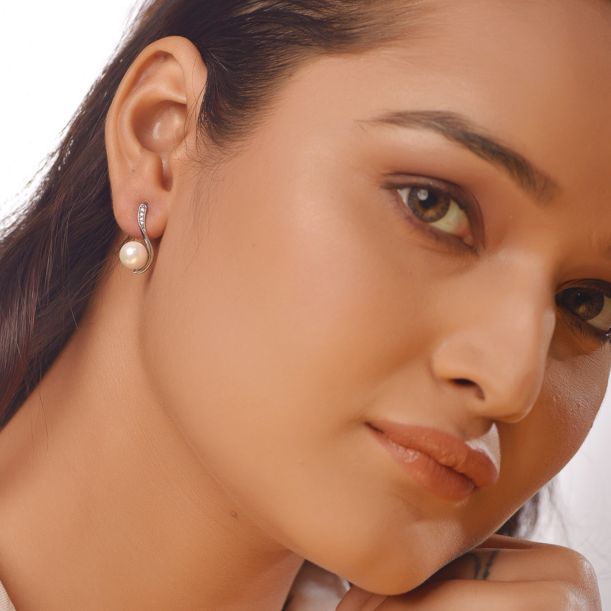 Pearl Drop Dangle Earrings For Wife, Hallmarked 925 Sterling Silver