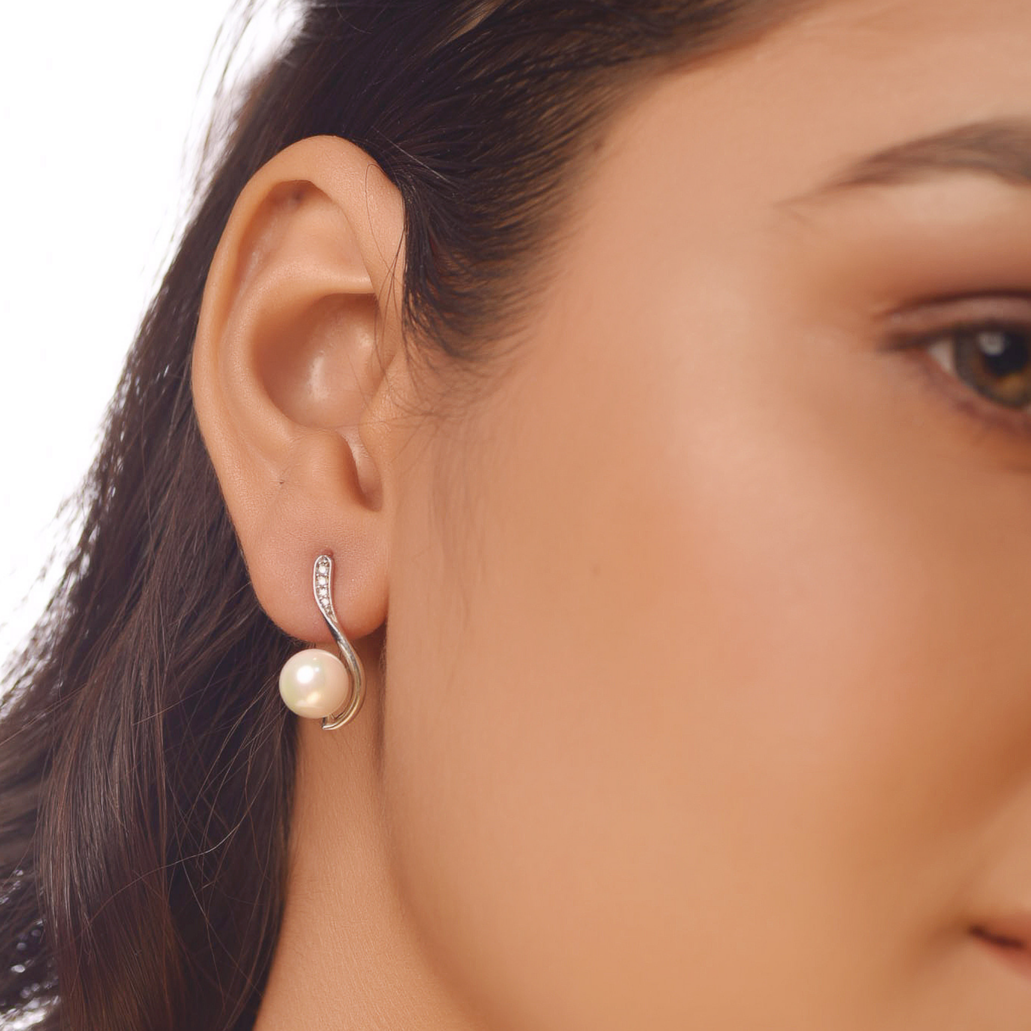 Pearl Drop Dangle Earrings For Wife, Hallmarked 925 Sterling Silver