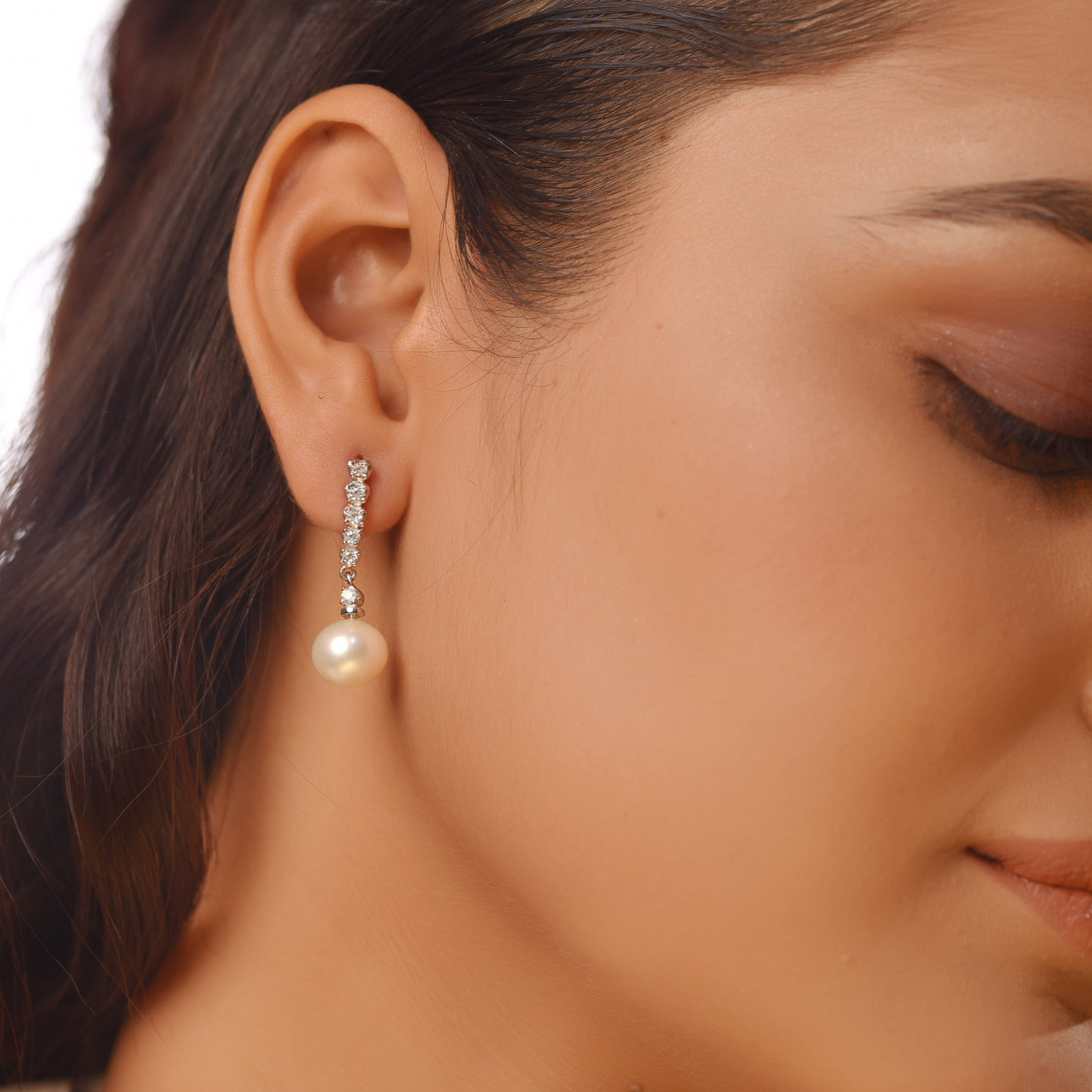 Pearl Drop Dangle Earrings For Women, Hallmarked 925 Sterling Silver