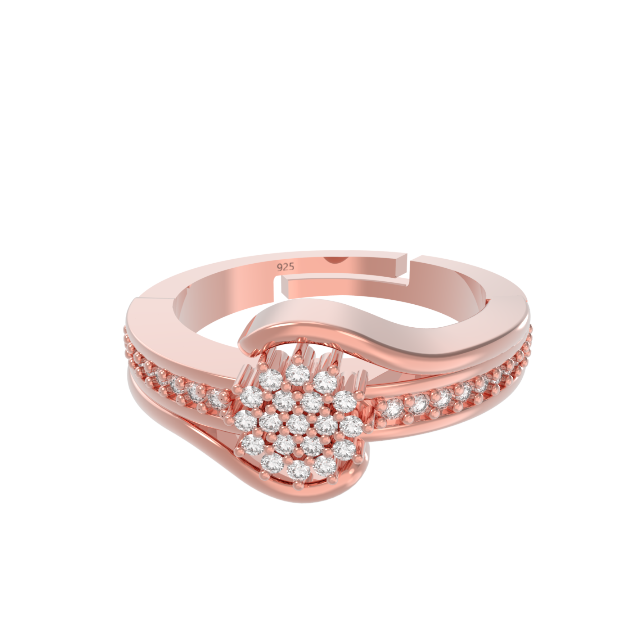 Radiant Round Cut Engagement Ring Rose Gold Plated- Hallmarked 925 Sterling Silver Rose Gold