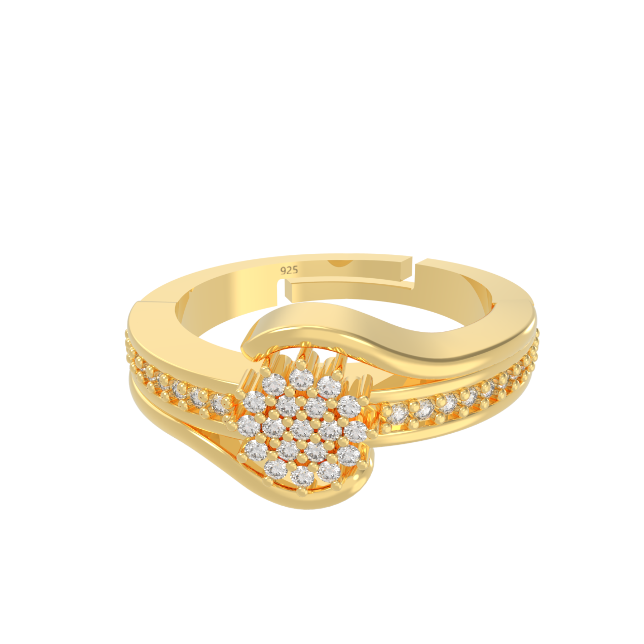 Radiant Round Cut Engagement Ring Yellow Gold Plated- Hallmarked 925 Sterling Silver Yellow Gold