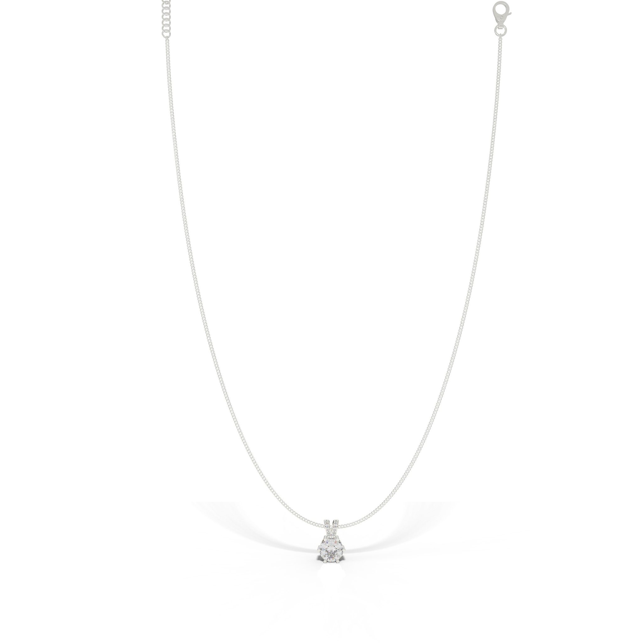 Round Cut Solitaire Pendant- Hallmarked 925 Sterling Silver