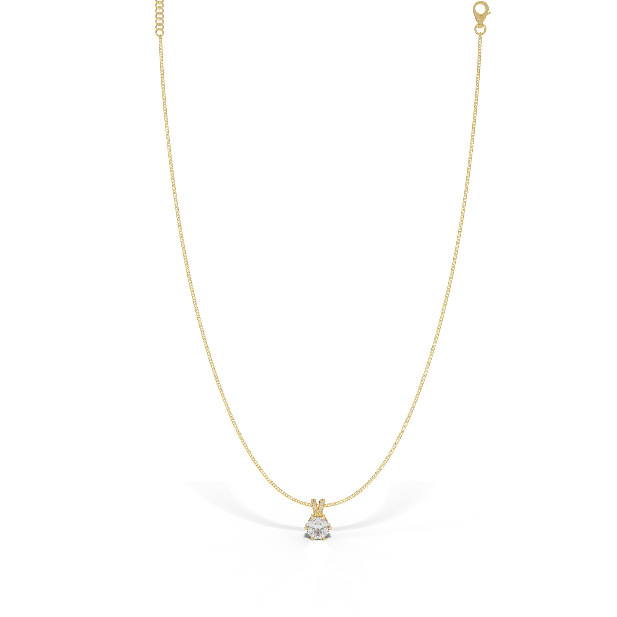 Round Cut Solitaire Pendant- Hallmarked 925 Sterling Silver