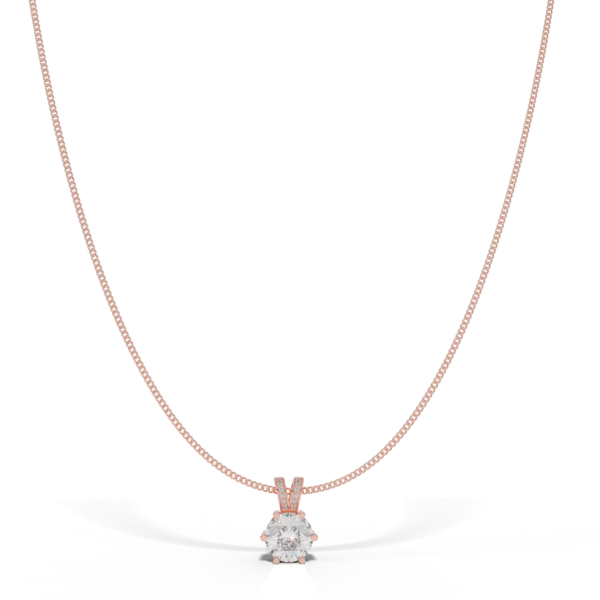 Round Cut Solitaire Pendant- Hallmarked 925 Sterling Silver