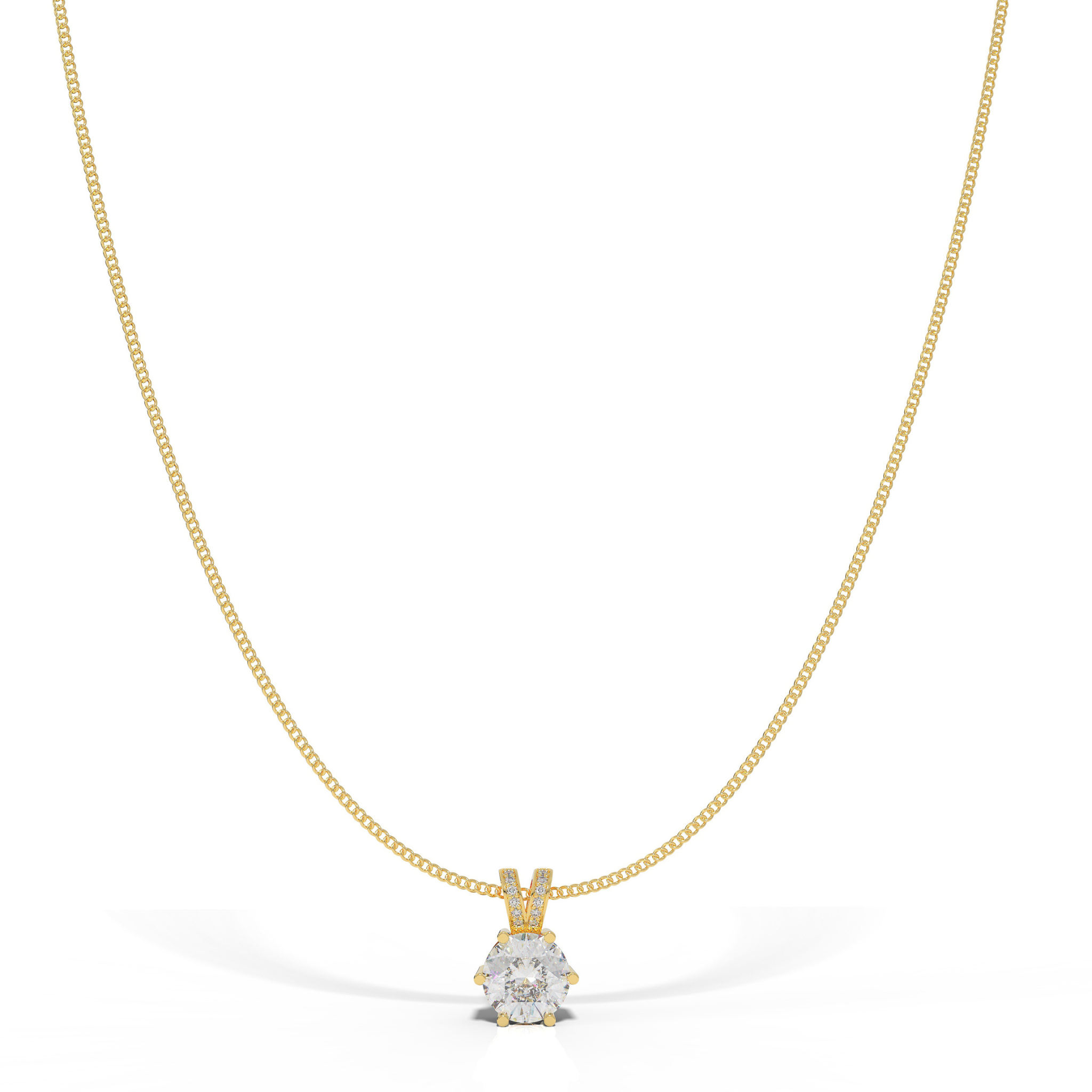 Round Cut Solitaire Pendant- Hallmarked 925 Sterling Silver