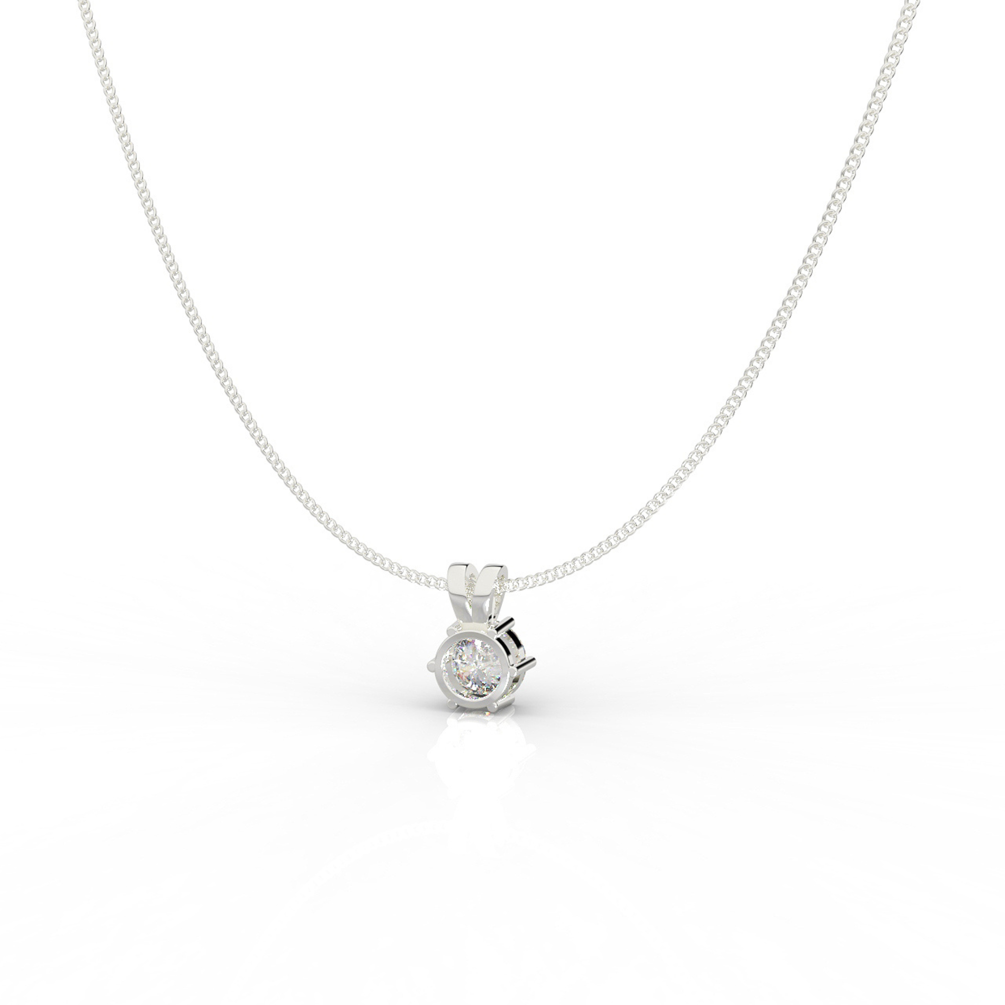 Round Cut Solitaire Pendant- Hallmarked 925 Sterling Silver