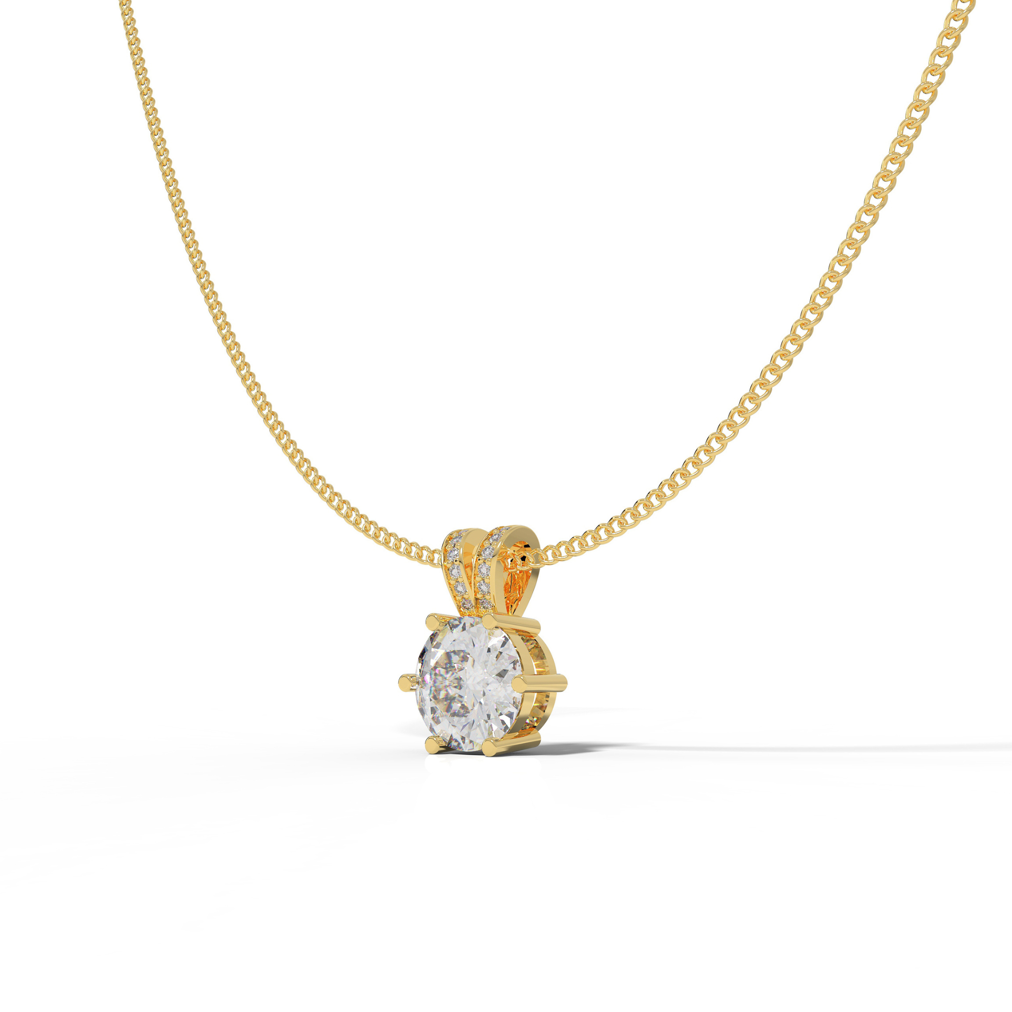 Round Cut Solitaire Pendant- Hallmarked 925 Sterling Silver