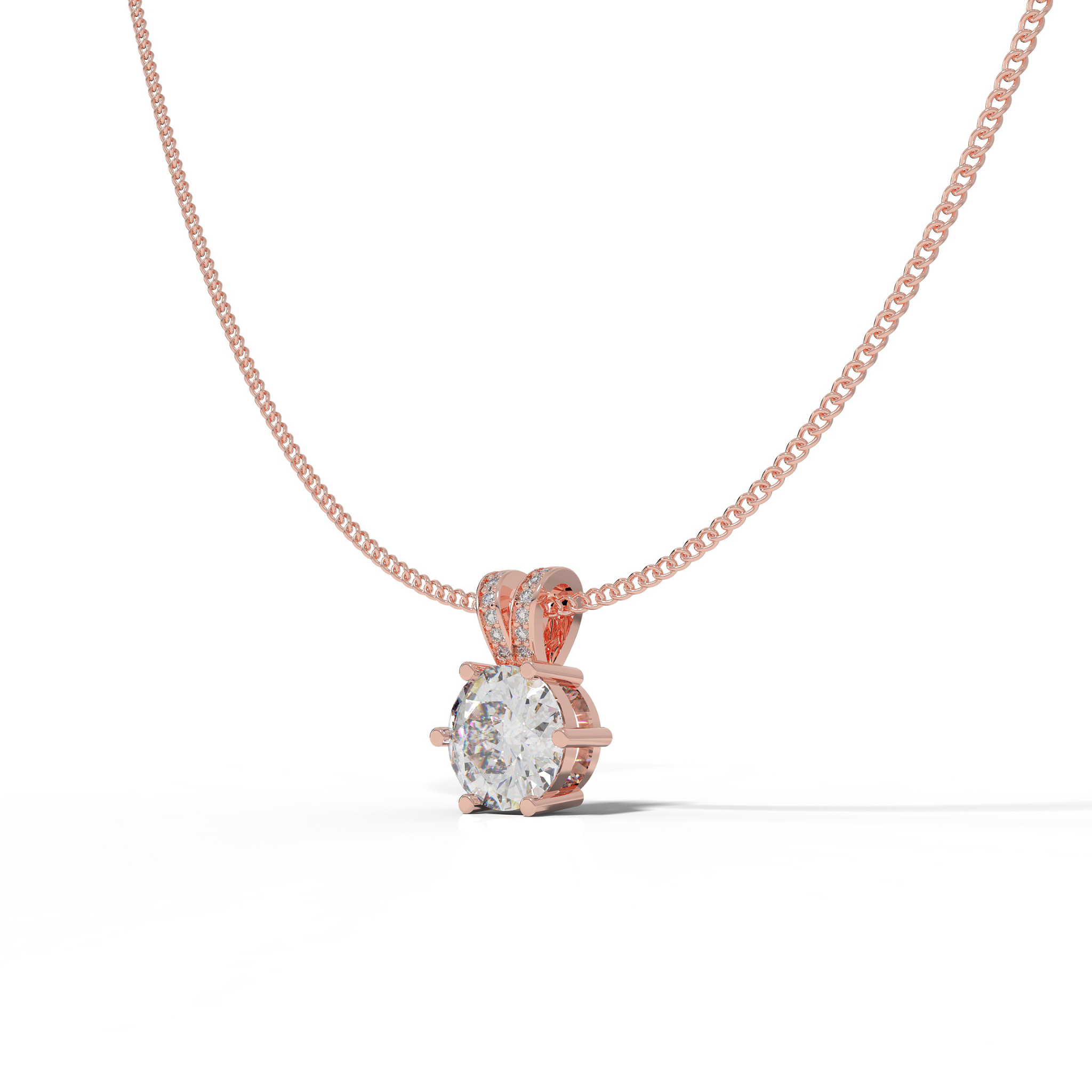 Round Cut Solitaire Pendant- Hallmarked 925 Sterling Silver