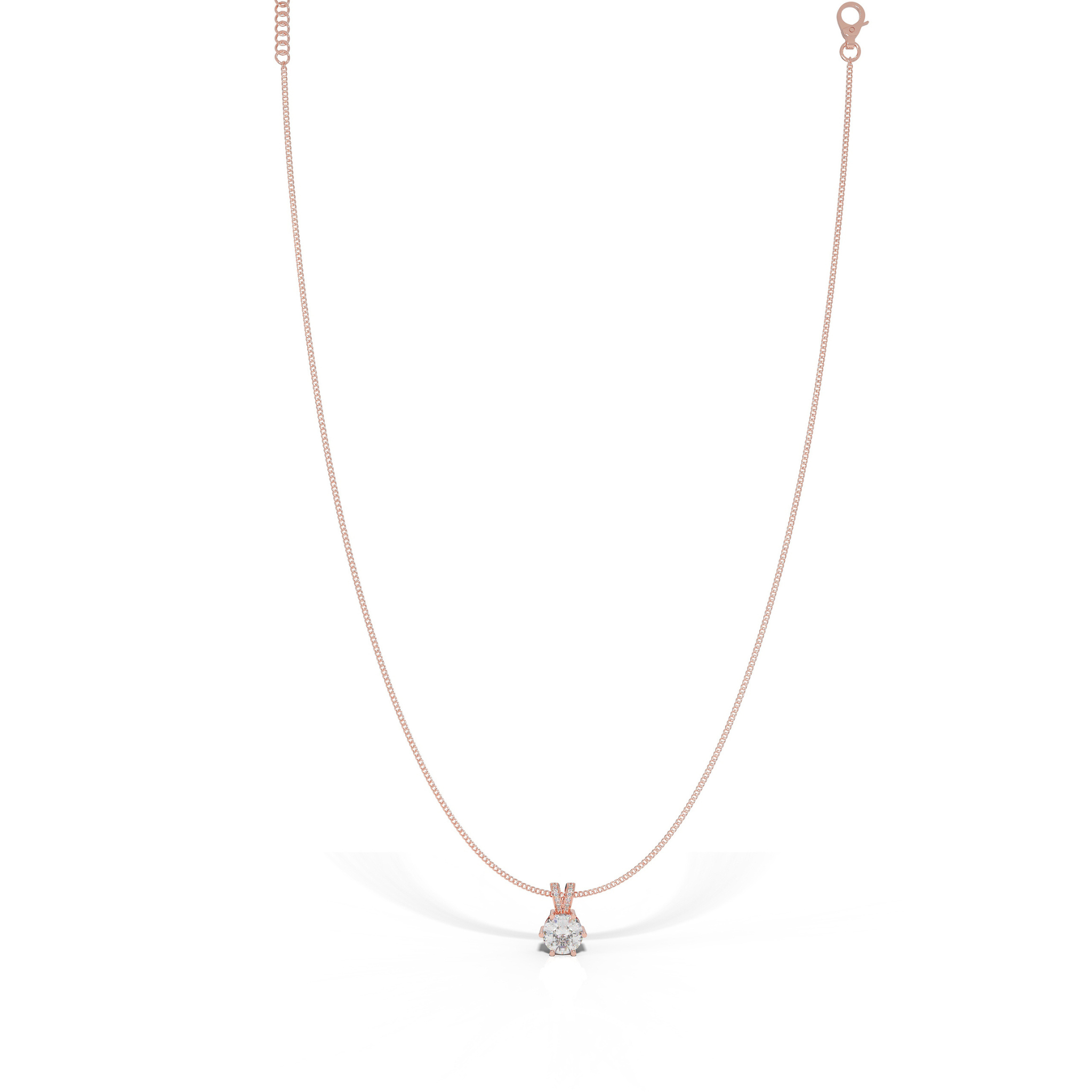 Round Cut Solitaire Pendant- Hallmarked 925 Sterling Silver