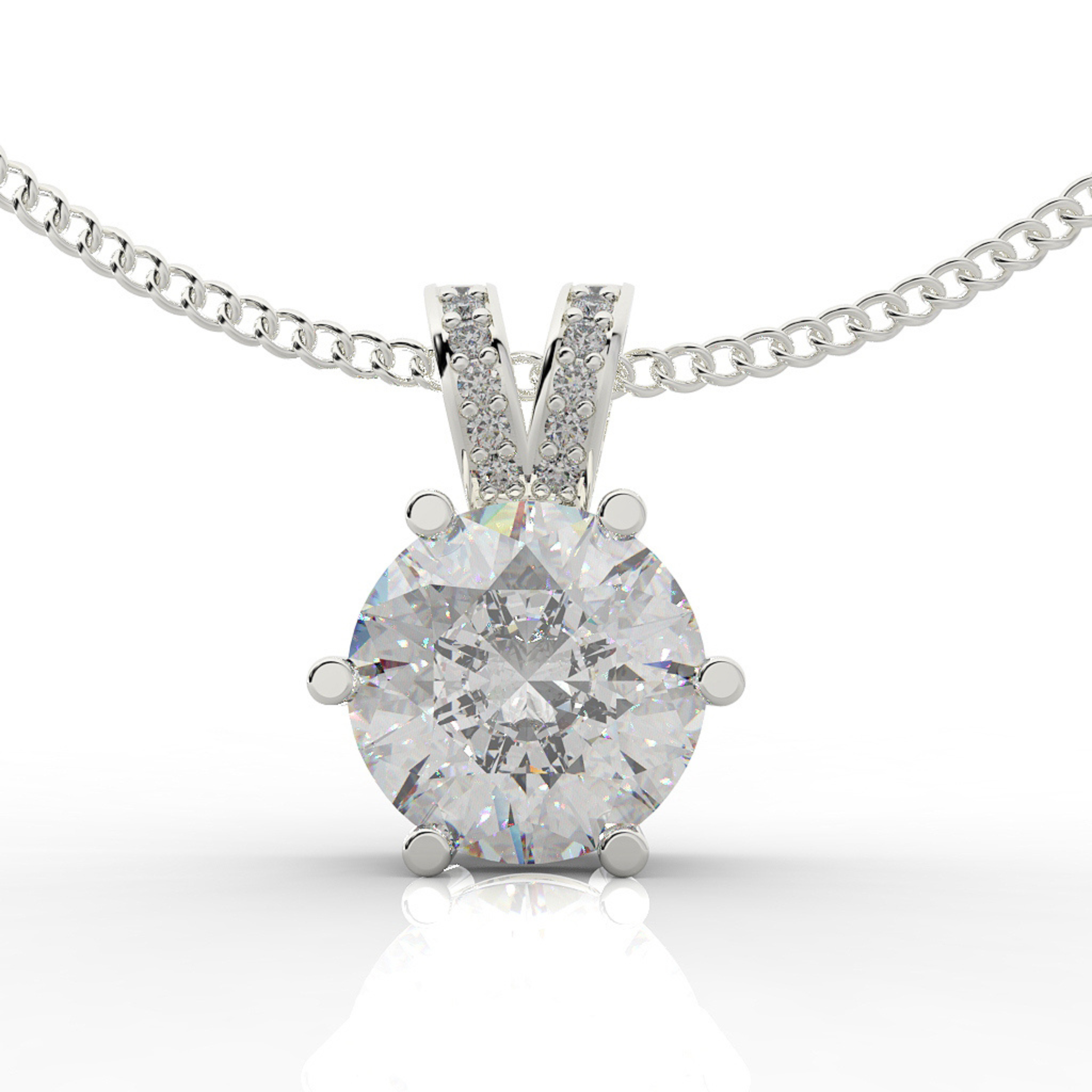 Round Cut Solitaire Pendant- Hallmarked 925 Sterling Silver