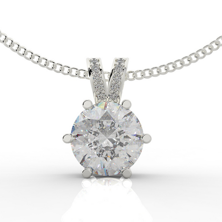 Round Cut Solitaire Pendant- Hallmarked 925 Sterling Silver