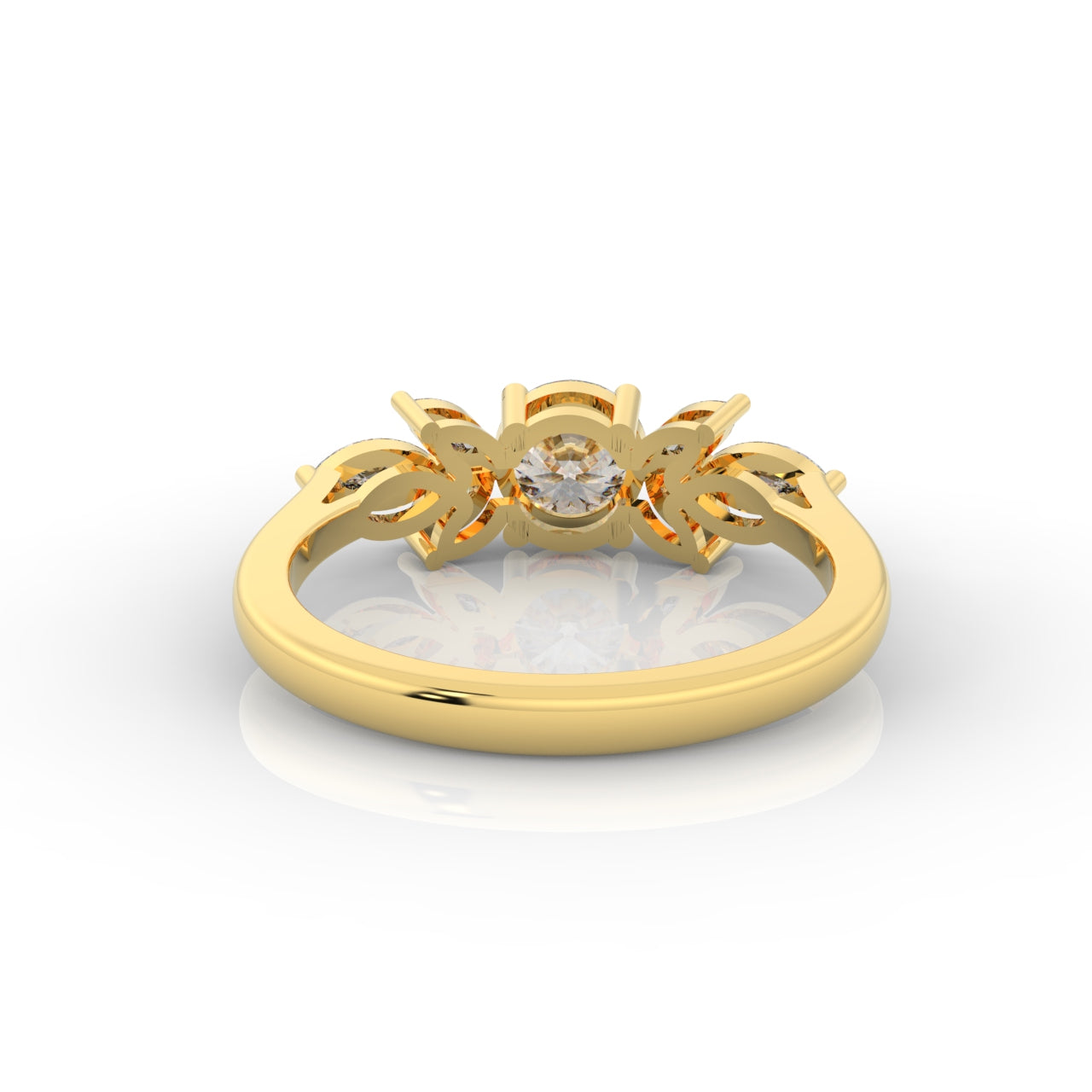 Round & Marquise Cluster Wedding Ring, Hallmarked 925 Sterling Silver