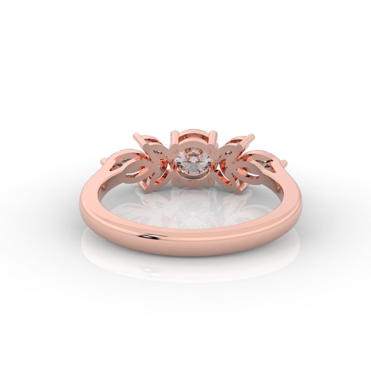 Round & Marquise Cluster Wedding Ring, Hallmarked 925 Sterling Silver