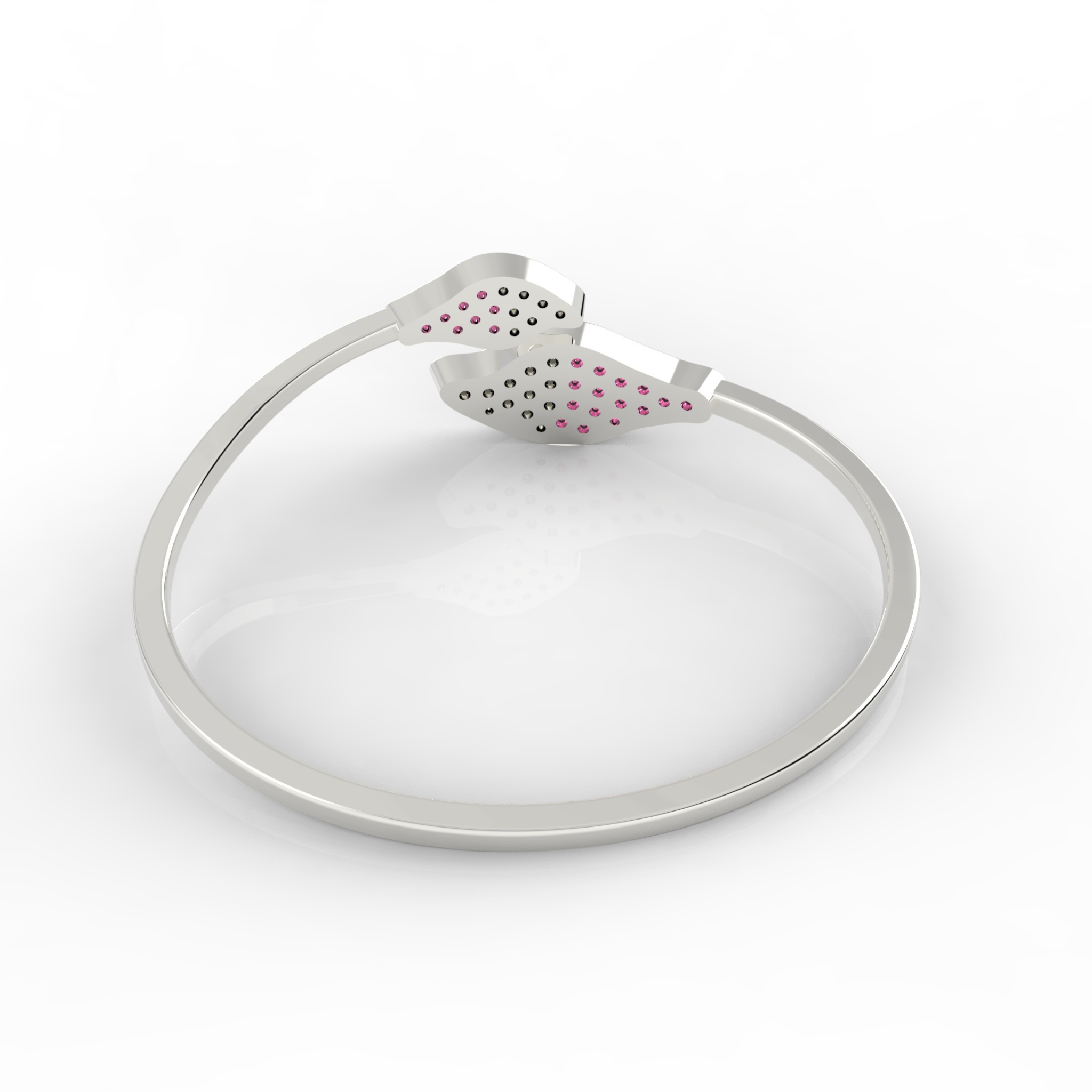 Ruby Cuff Bangle Bracelet For Her, Hallmarked 925 Sterling Silver