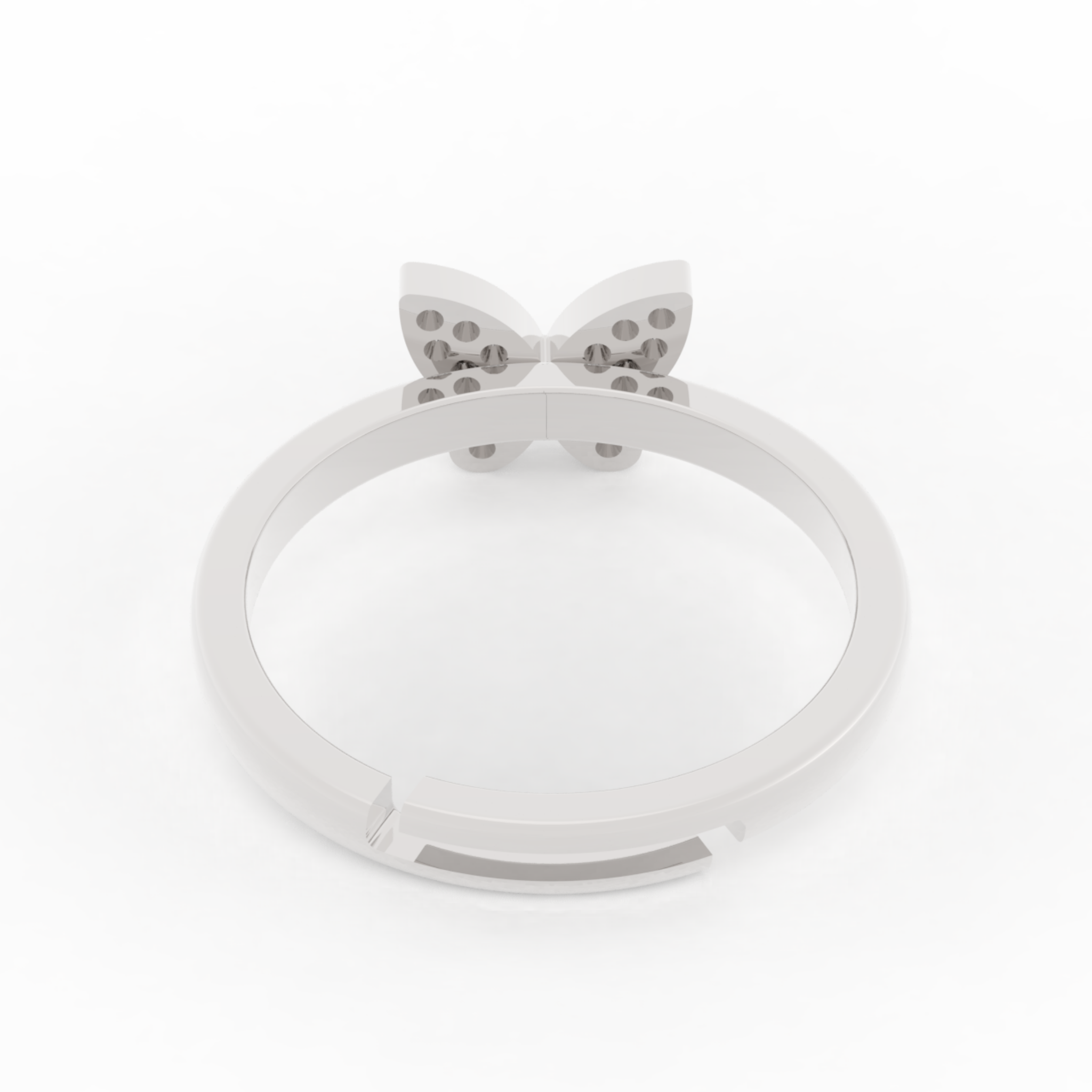 Shimmery Butterfly Cute Ring- Hallmarked 925 Sterling Silver White Gold