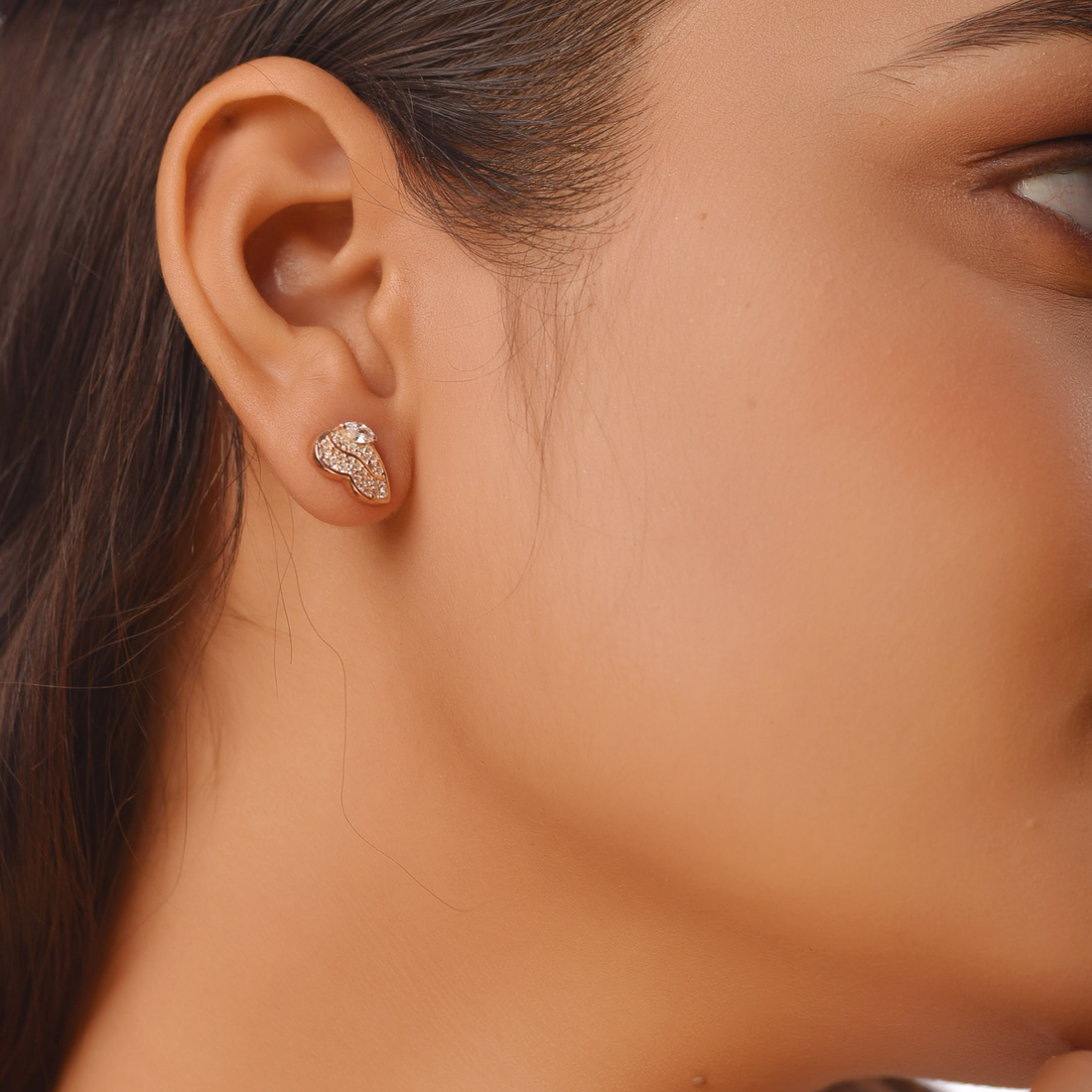 Sparkling Stud Earrings For Her, Hallmarked 925 Sterling Silver Rose Gold