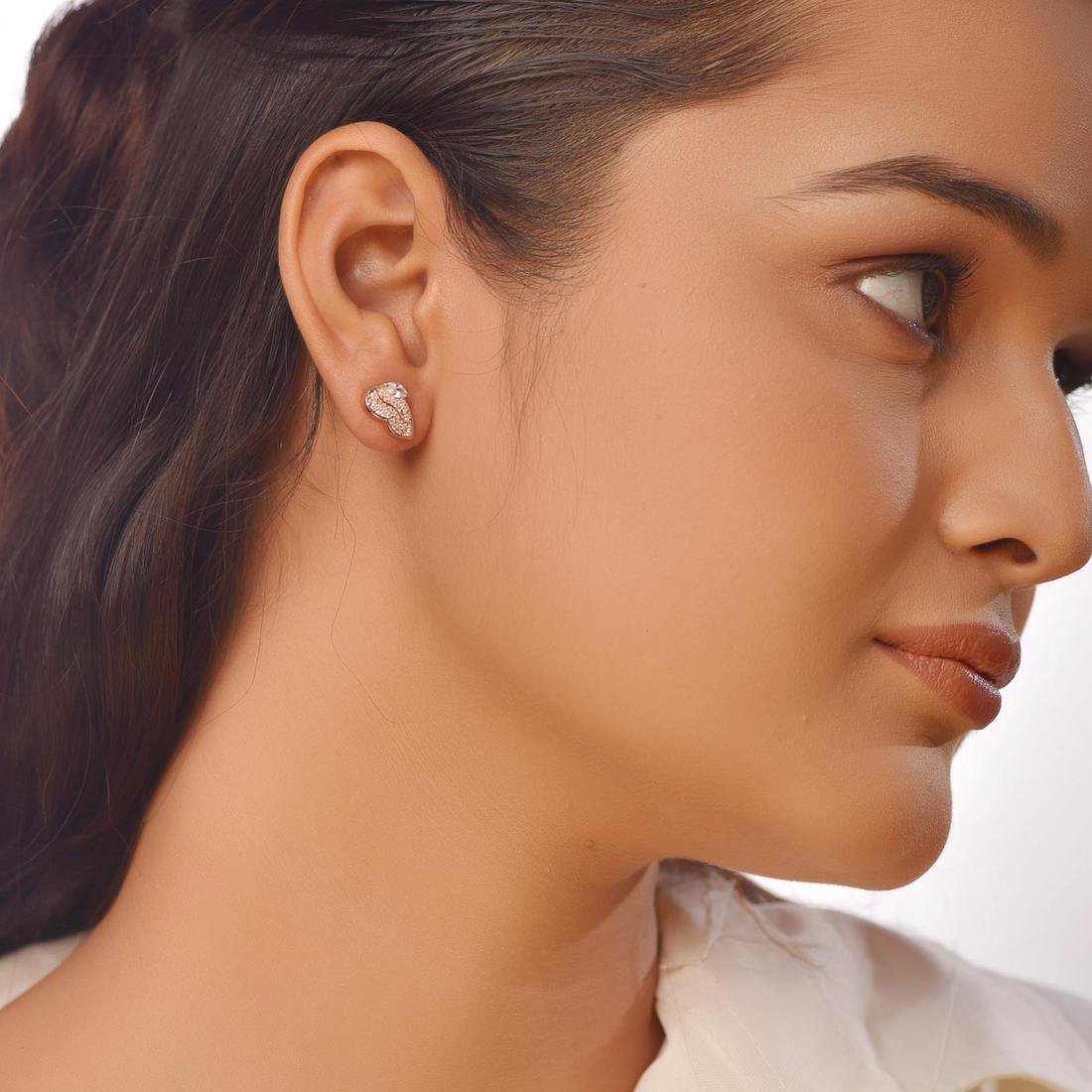 Sparkling Stud Earrings For Her, Hallmarked 925 Sterling Silver Rose Gold